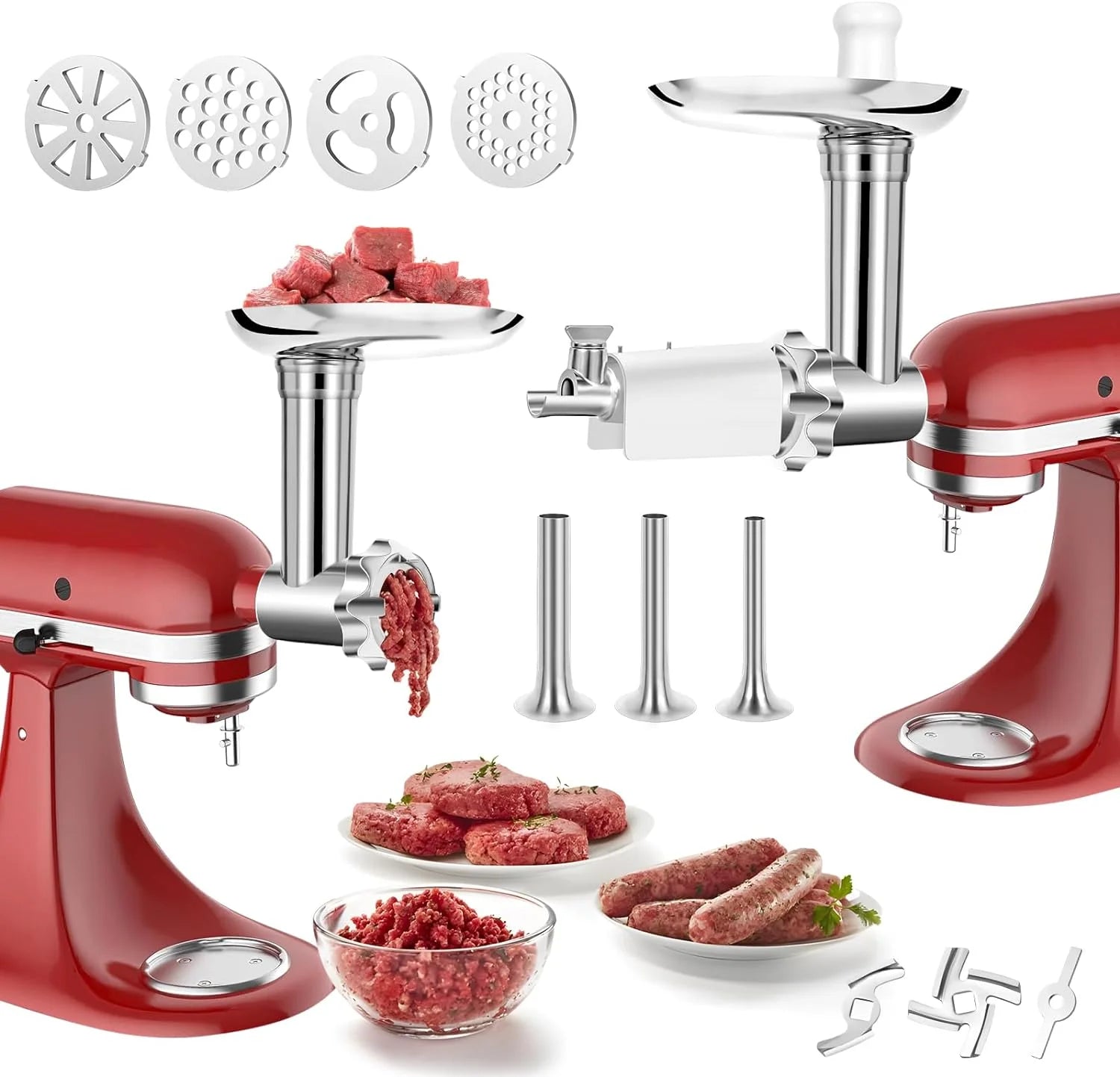 Enhance Your KitchenAid Mixer with the Perfect Attachments - Stainless Steel Meat Grinder & Electric Tomato Strainer Combo