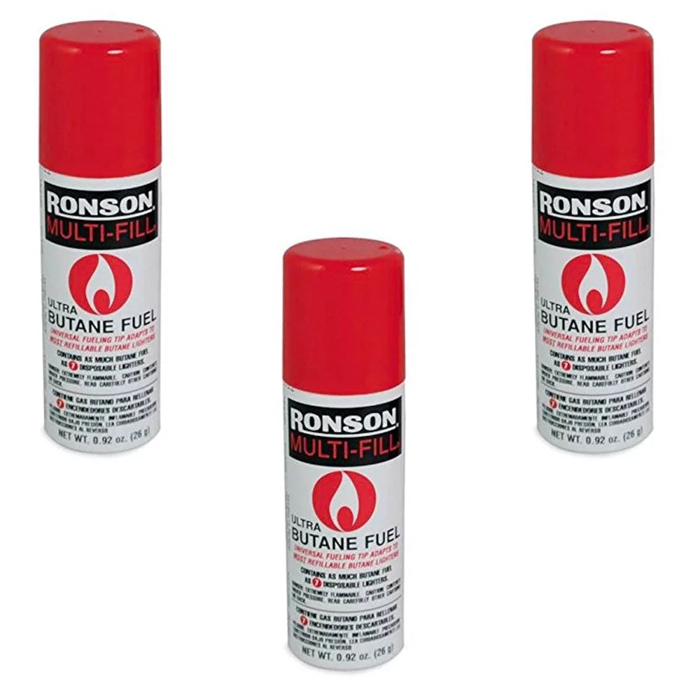 RONSON MULTI-FILL ULTRA BUTANE FUEL 26g 0.92 oz NEW (Pack of 3)