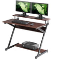 FITUEYES Desk Writing Computer Desk for Home Office Workstation Gaming Table,Brown