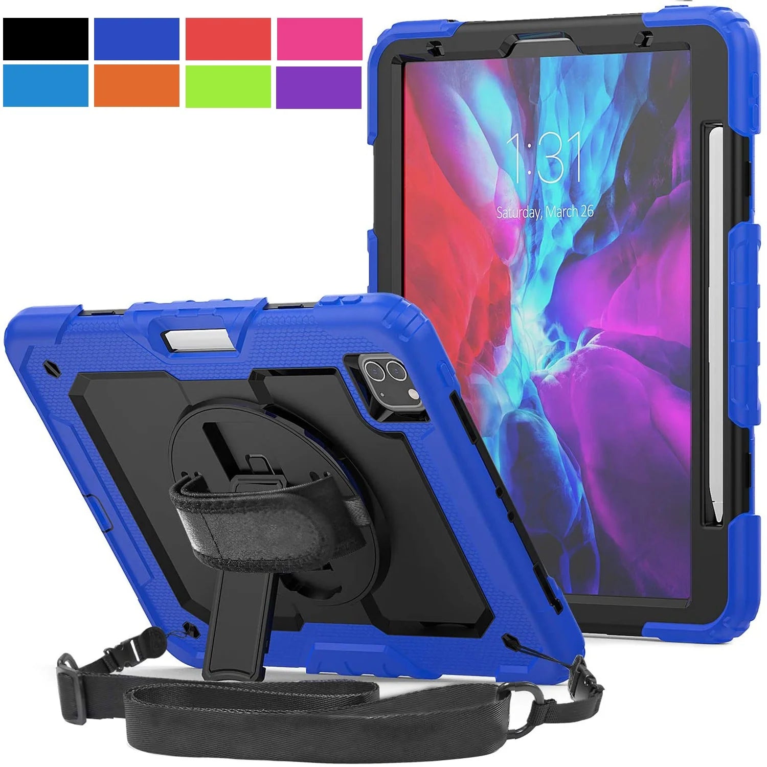 iPad PRO 11 2018 1 PRO 11 2020 2 PRO 11 2021 3 PRO 11 2022 4 [ Pro 11 1st 2nd 3rd 4th ] A2377 A2459 A2301 A1980 A1934 A2013 A2228 A2068 A2230 A2759 A2759 A2435 A2761 Kick Stand Rugged Case - Blue