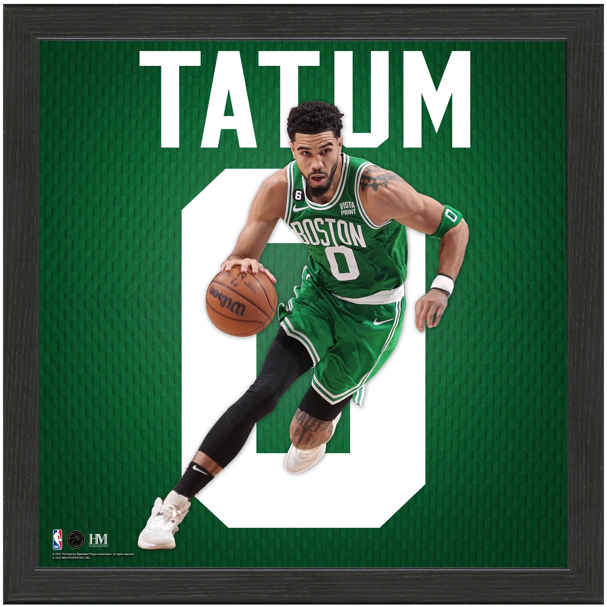 Highland Mint Jayson Tatum Boston Celtics NBA Player 13 x 13 Impact Jersey Framed Print