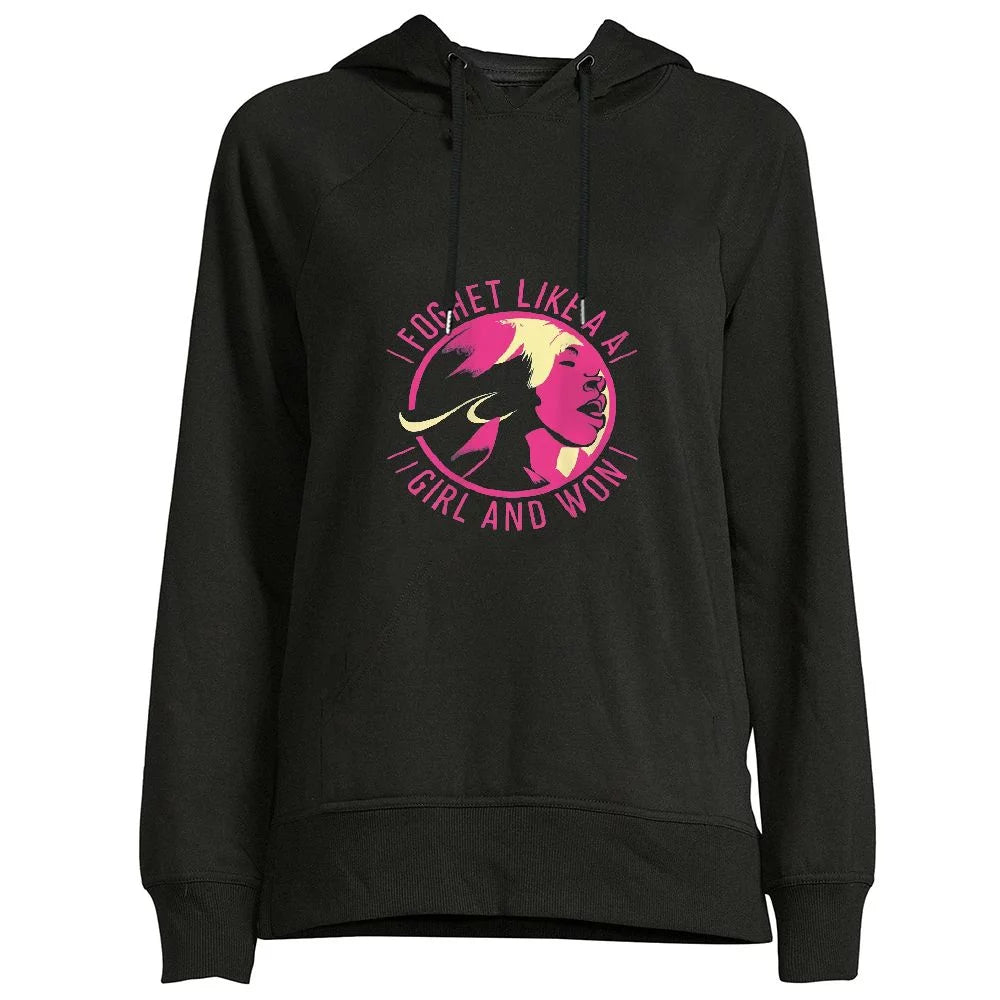 COMIO I FOUGHT LIKE A GIRL AND WON. volleyball Pink Ribbon Women Hoodie Black