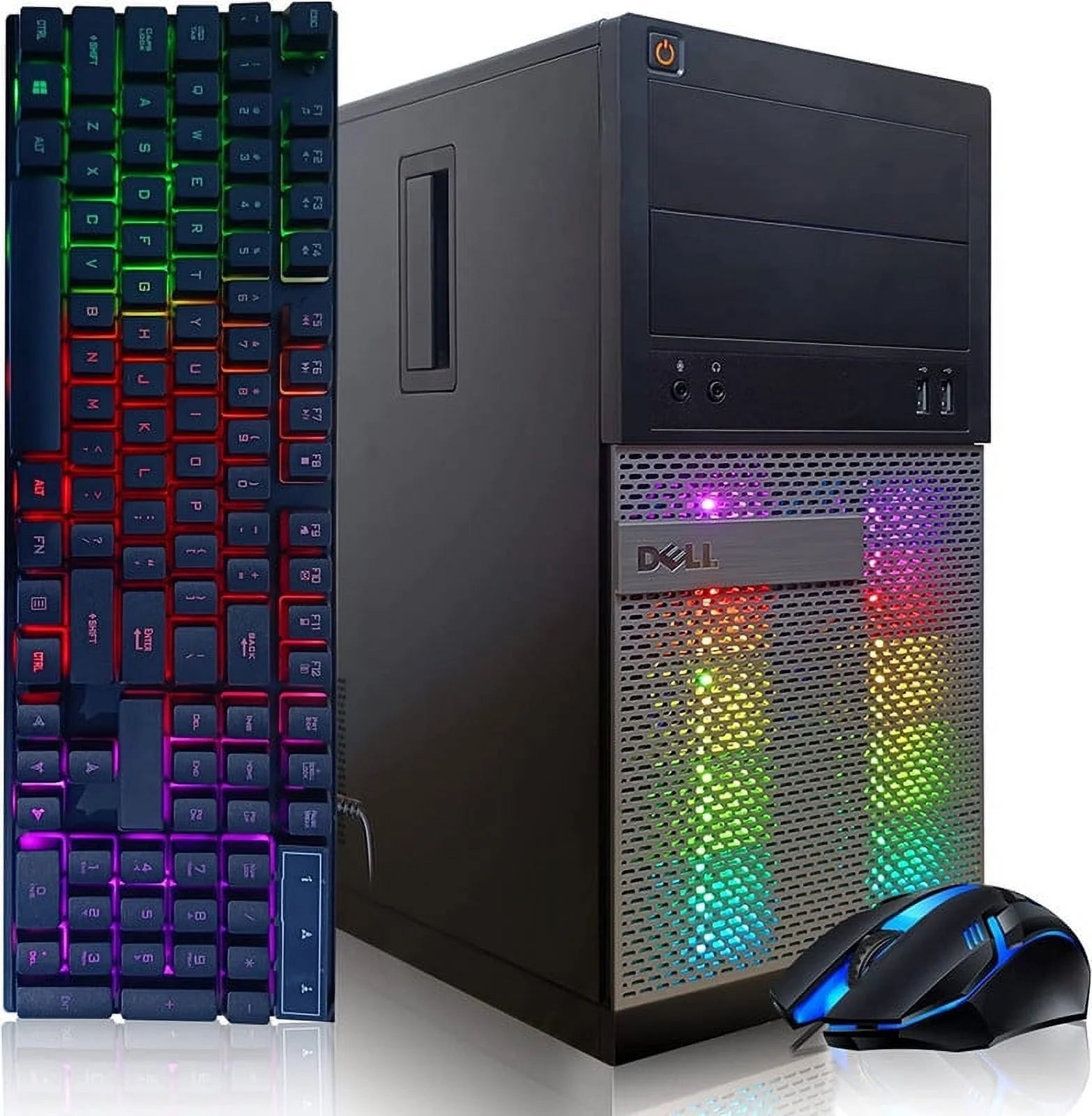 Dell RGB Gaming Desktop PC, Intel Quad I5 up to 3.6GHz, GeForce GTX 1660 Super 6G GDDR6, 16GB RAM, 128G SSD + 2TB, DVD, WiFi & Bluetooth, RGB Keyboard & Mouse, Win 10 Pro Used Grade A