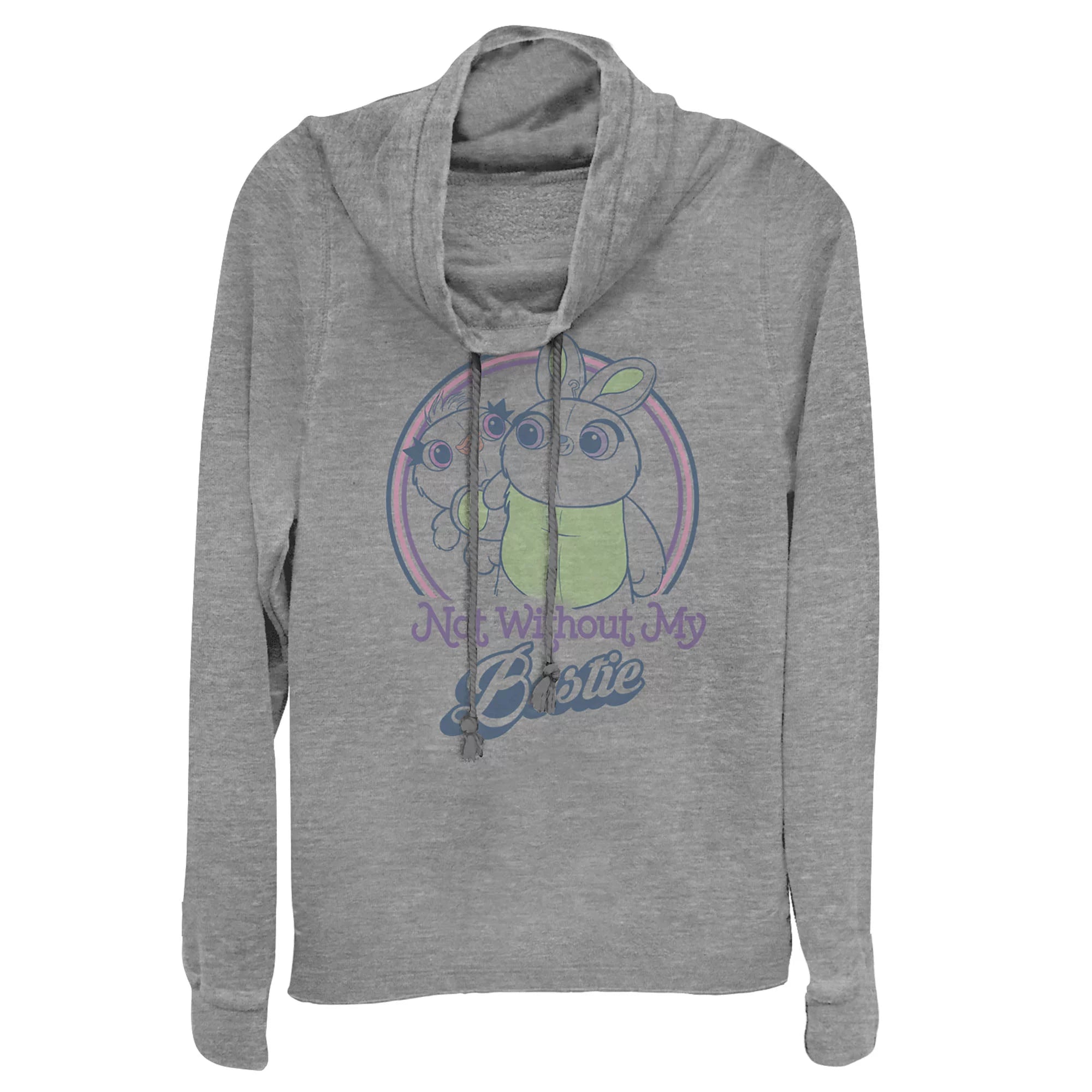 Junior's Toy Story Ducky & Bunny Besties  Cowl Neck Sweatshirt Gray Heather X Small