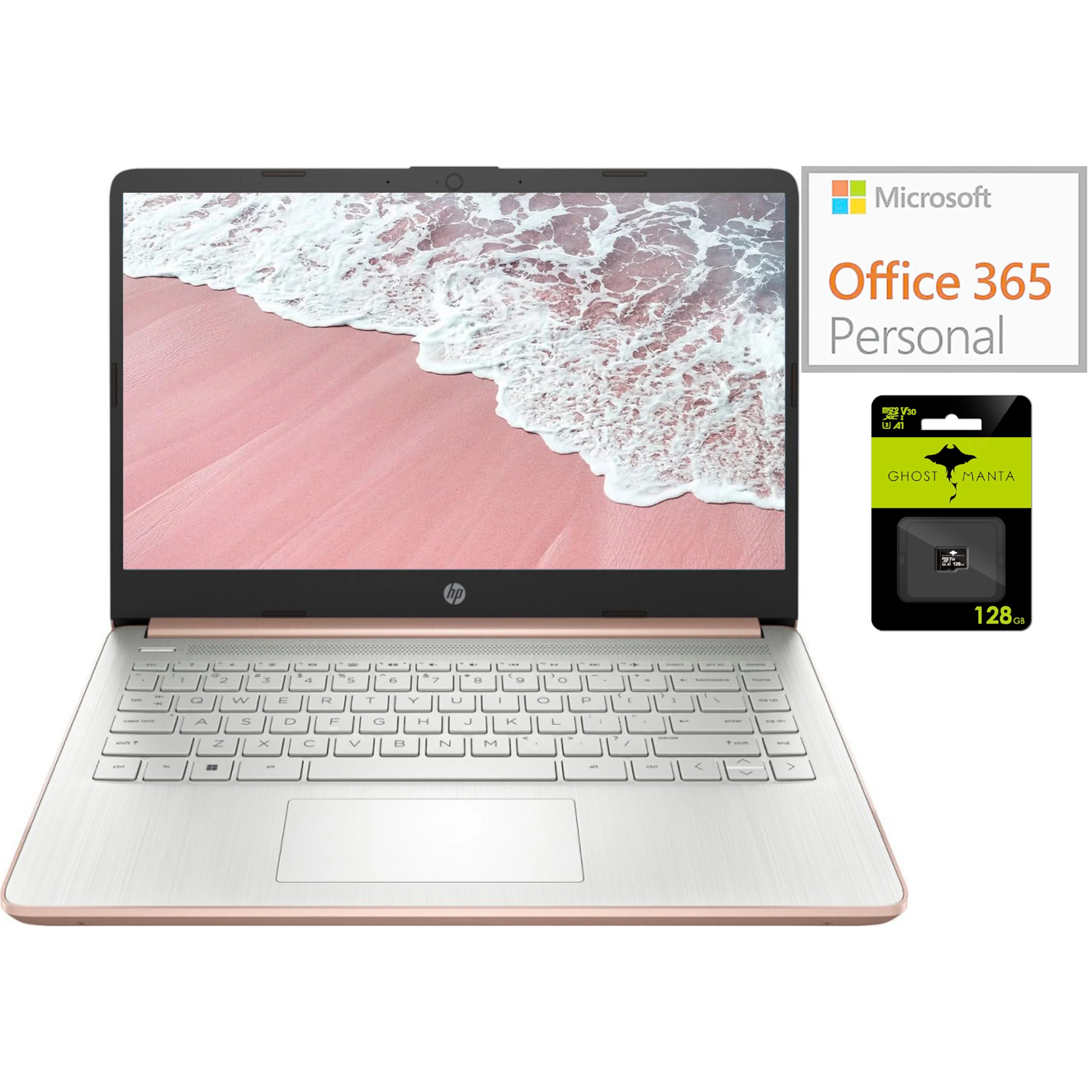 HP Newest 14 Laptop, Slim Thin Light Laptop Computer for Students and Business, Intel Quad-Core N4120, 1 Year Office 365, Webcam, HDMI, WiFi, Win 11, 16GB RAM, 192GB Storage(64GB eMMC+128GB Micro SD)