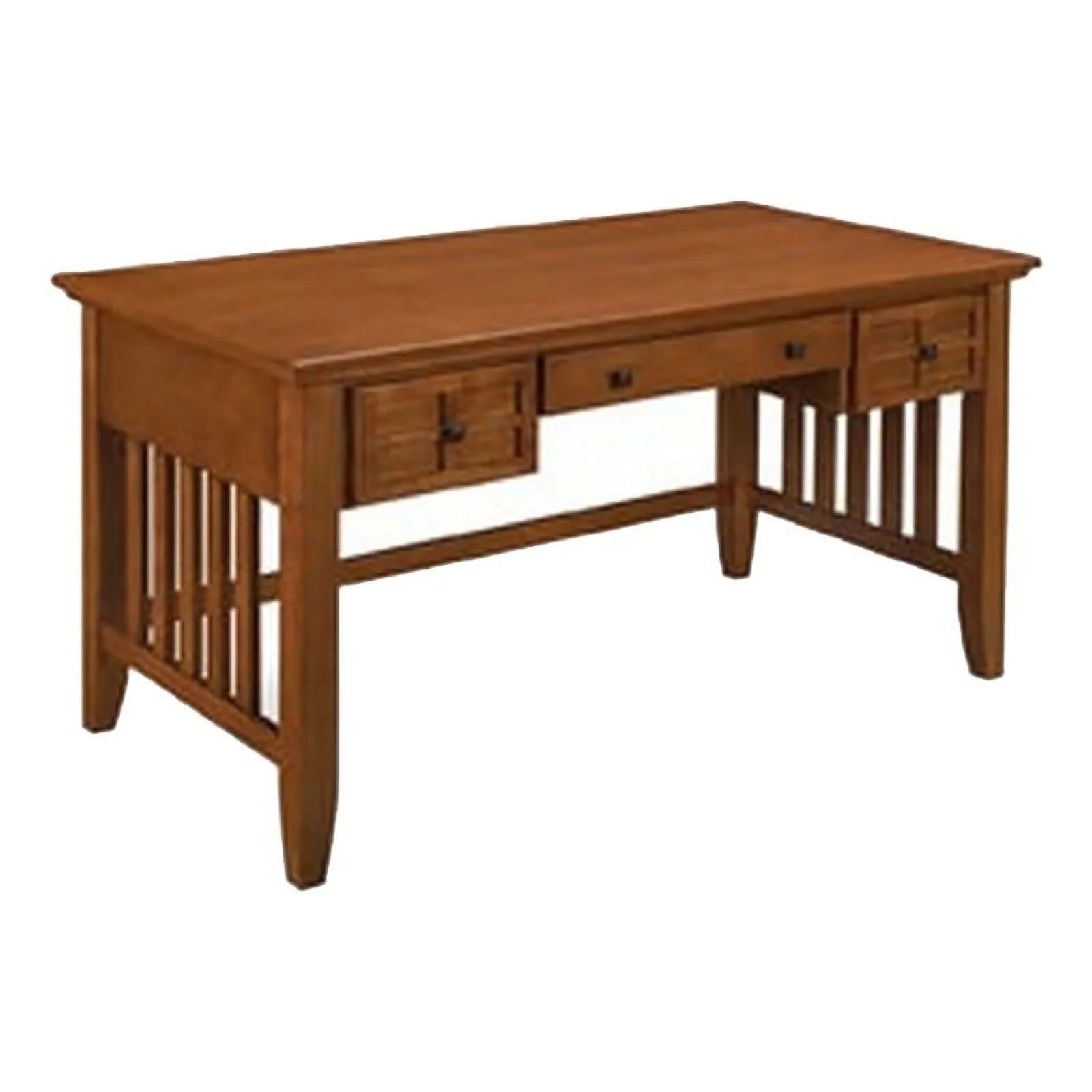 Bowery Hill Executive Desk Style 2-Drawer Wood Desk in Cottage Oak