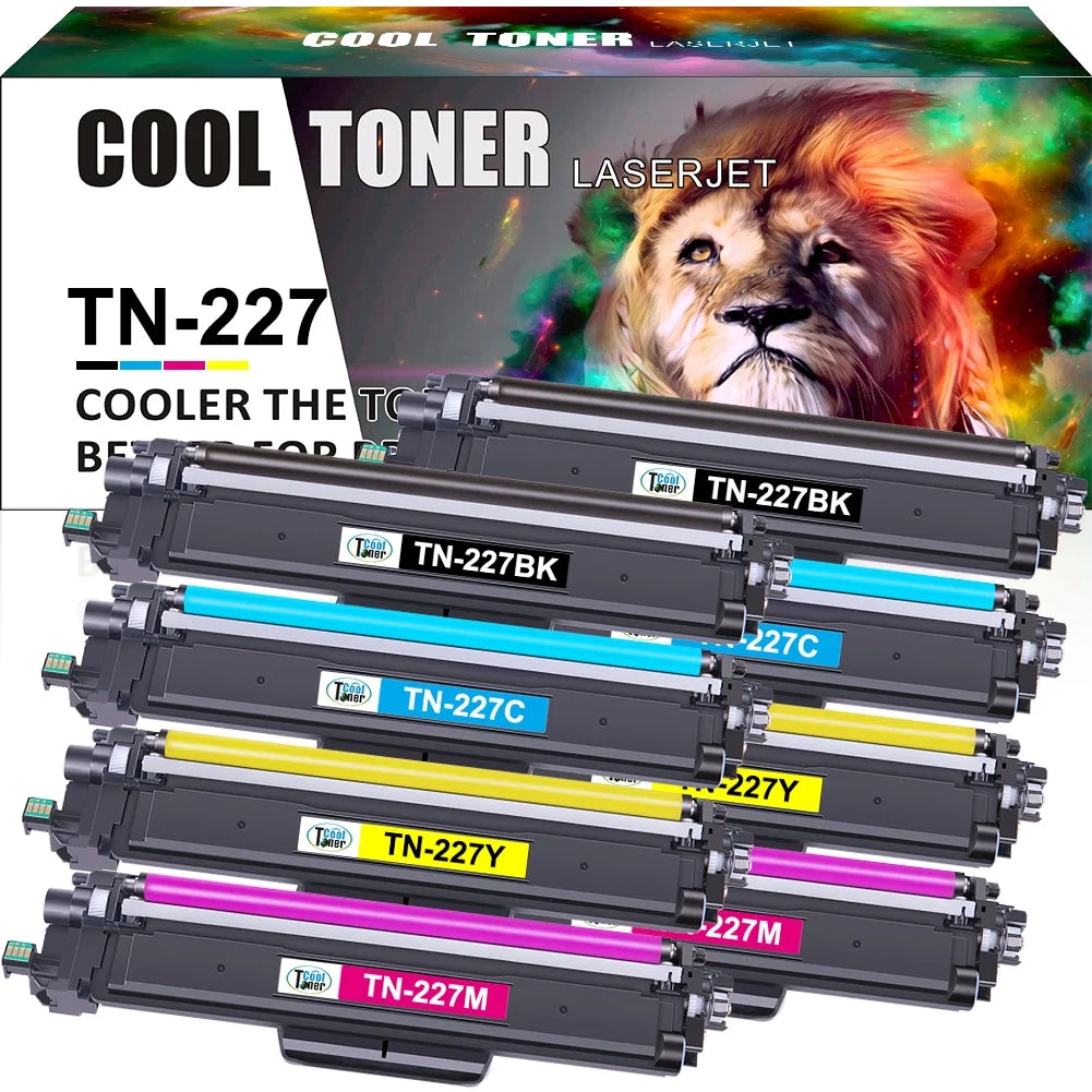Cool Toner 8-Pack Compatible Toner Cartridge for Brother TN-227 TN-227BK TN227C TN227M MFC-L3770CDW HL-L3210CW HL-L3290CDW HL-L3270CDW L3230CDW MFC-L3750CDW Printer Black, Cyan, Magenta, Yellow