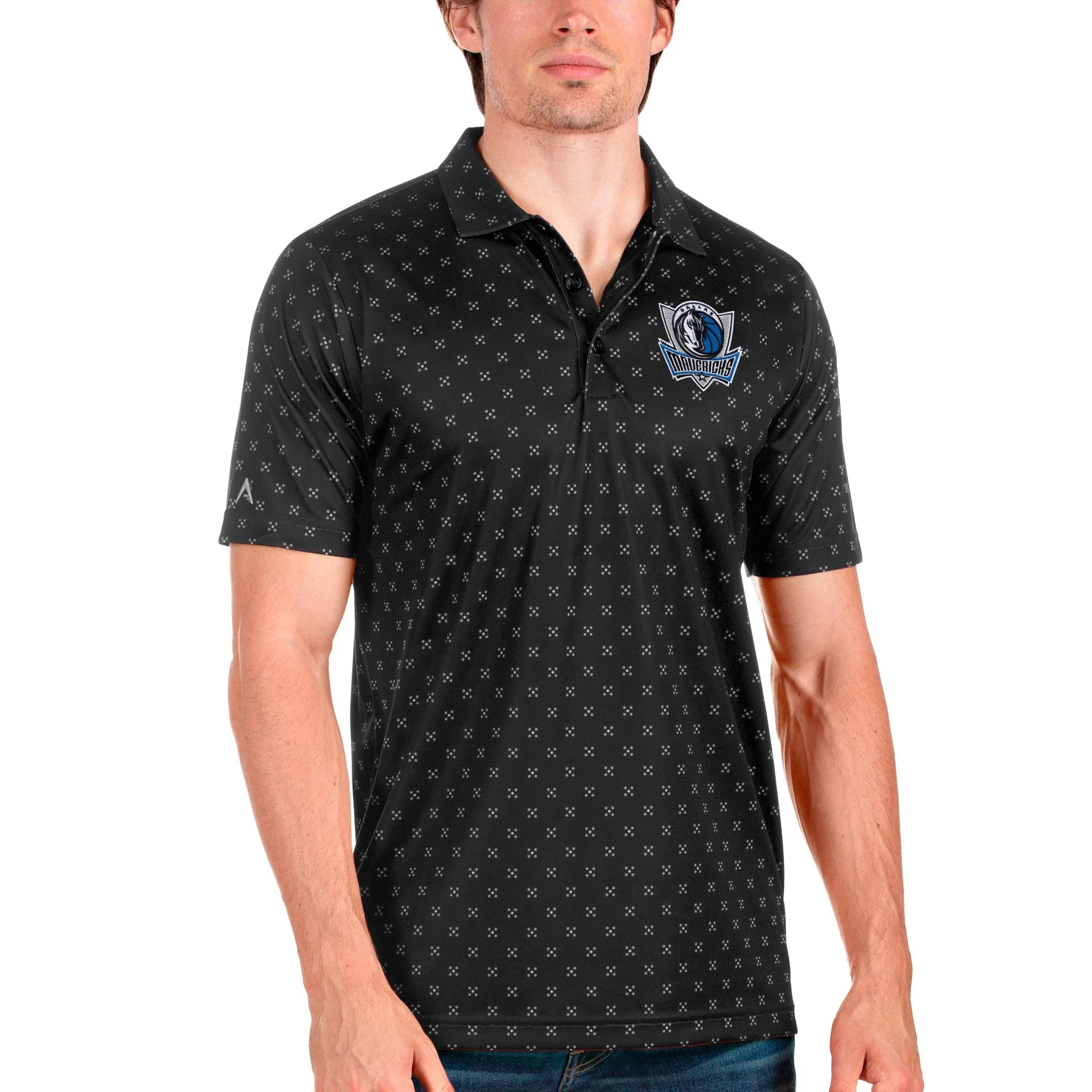 Men's Antigua Black Dallas Mavericks Spark Polo