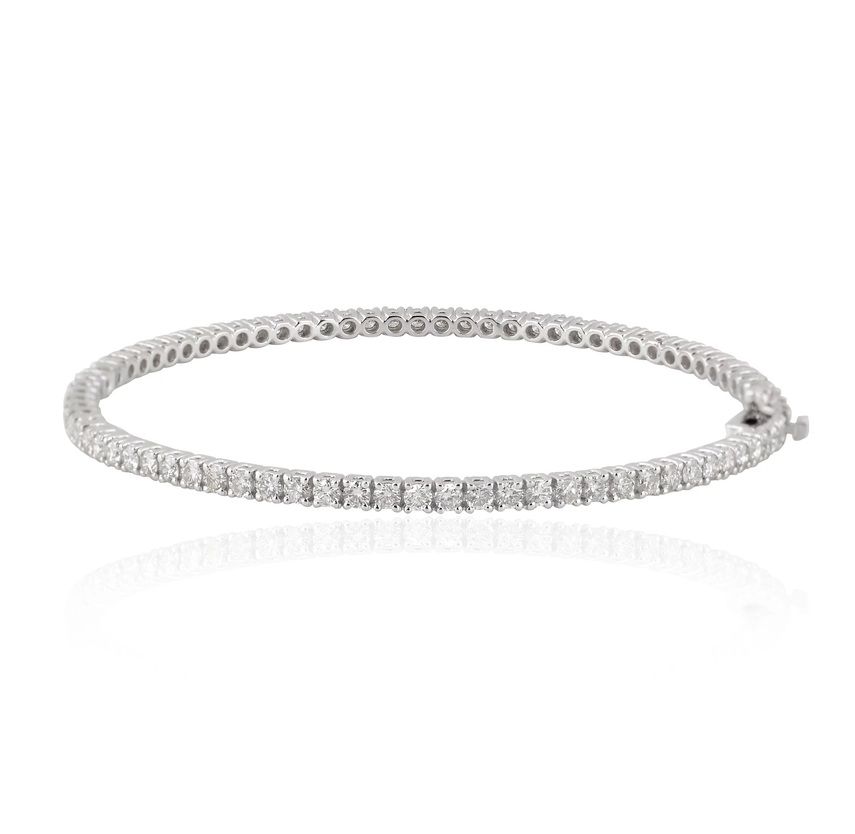 3.6 TCW Solid 18 Kt White Gold SI Clarity HI Color Diamond Tennis Bangles & Bracelets Indian diamond jewelry