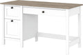 YOJFOTOOU. Mayfield Computer Desk with Drawers| Table and Storage for Home Office Workspace, 54W, Shiplap Gray/Pure White
