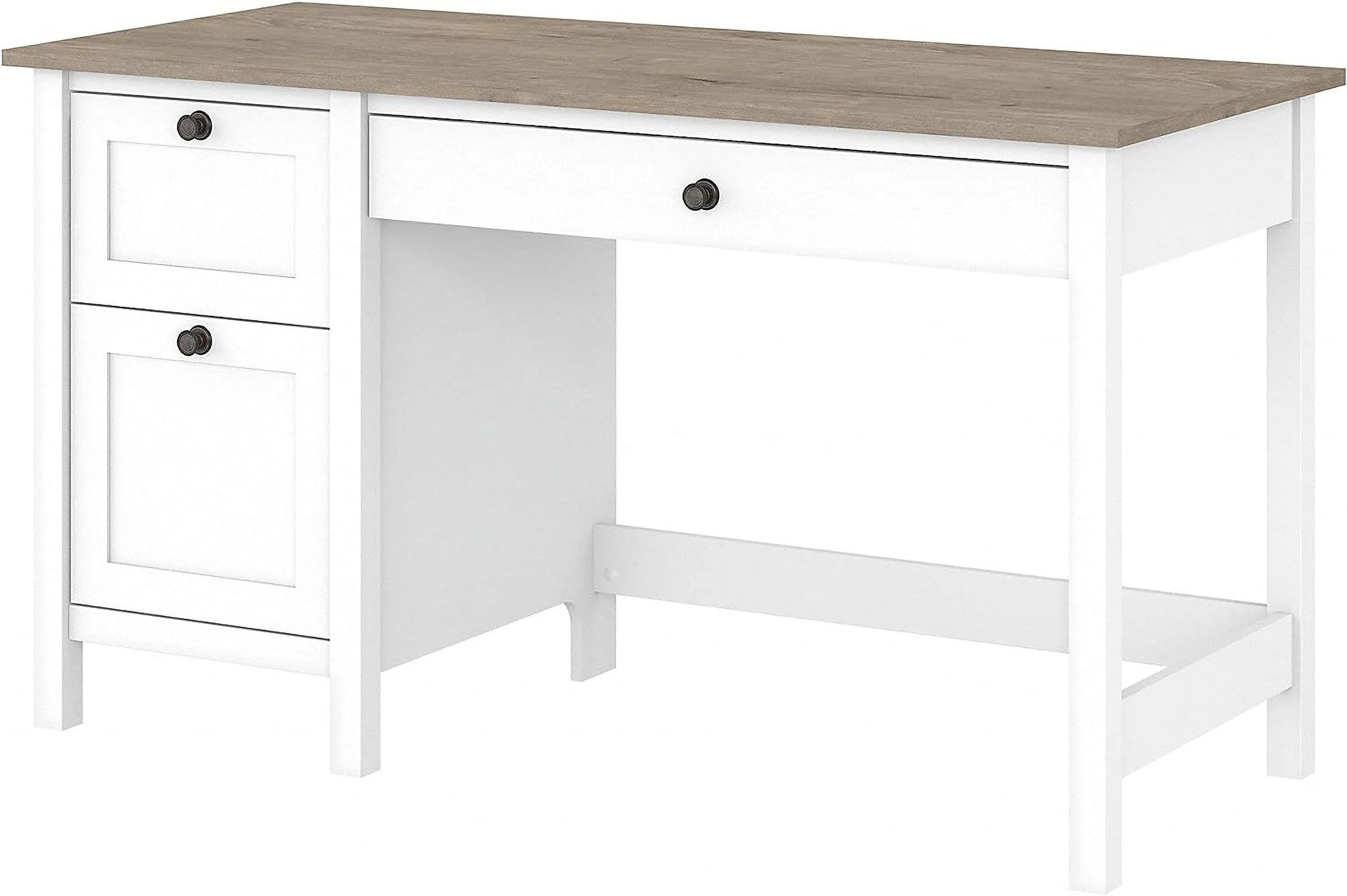 YOJFOTOOU. Mayfield Computer Desk with Drawers| Table and Storage for Home Office Workspace, 54W, Shiplap Gray/Pure White