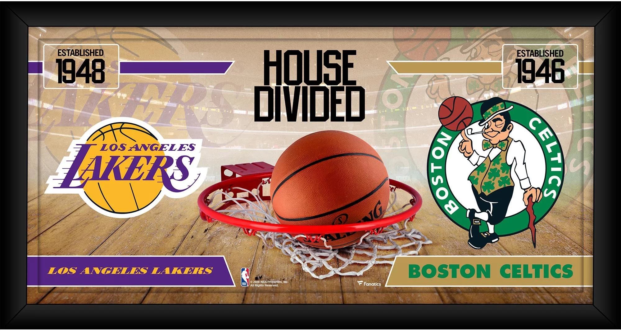 Boston Celtics vs. Los Angeles Lakers Framed 10 x 20 House Divided Collage - Fanatics Authentic Certified