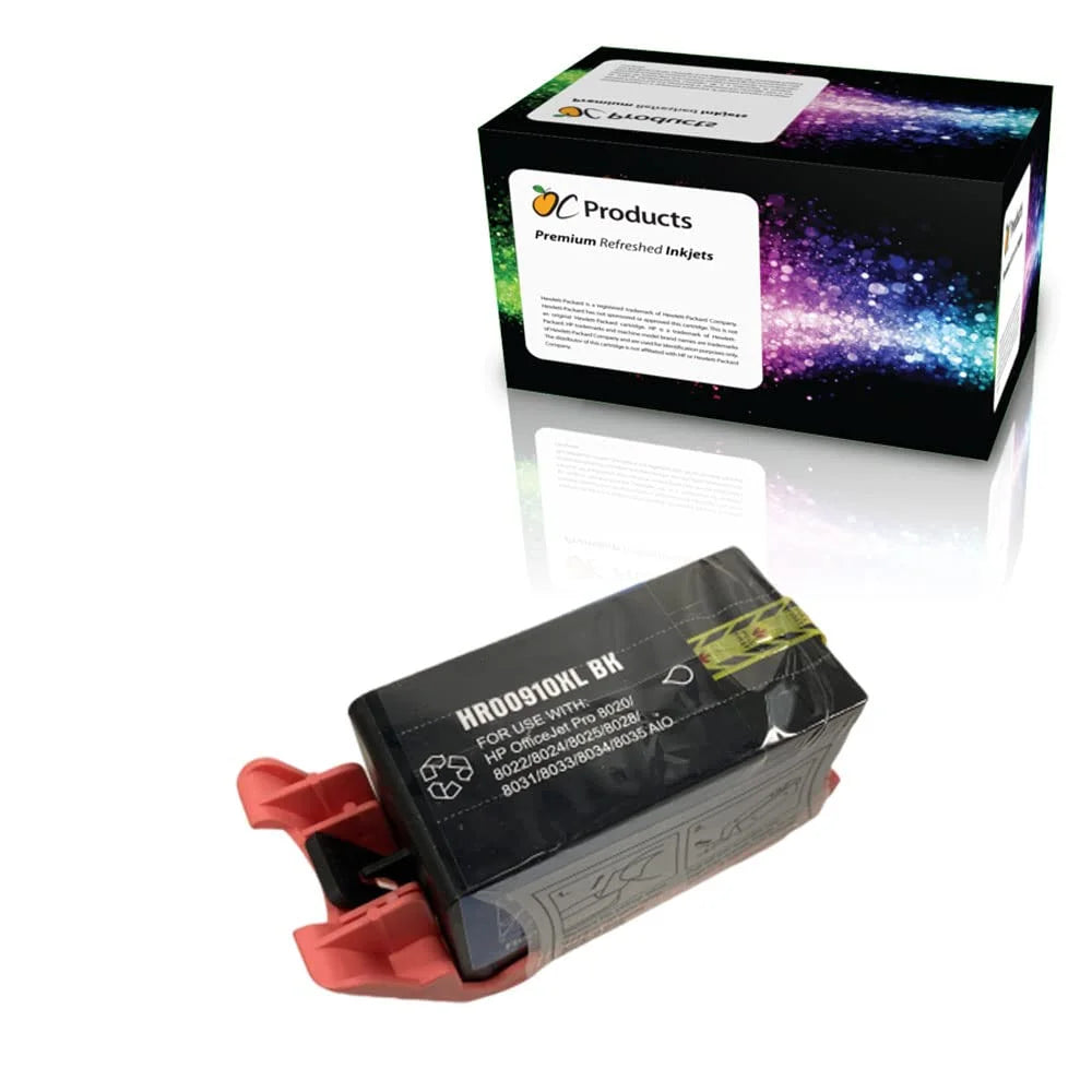 OCProducts Refilled Ink Cartridge Replacement for HP 910XL Black for OfficeJet Pro 8010 8015 8020 8025 8030 8035