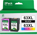 63XL 63 XL Ink for HP 63 Ink 63 XL 63XL Ink Cartridges Black and Color for HP OfficeJet 3830 5255 5258 4650 3833 4655 HP Envy 4520 DeskJet 1112 3630 3634 Printer (Black and Tri-color, 2 Combo Pack)