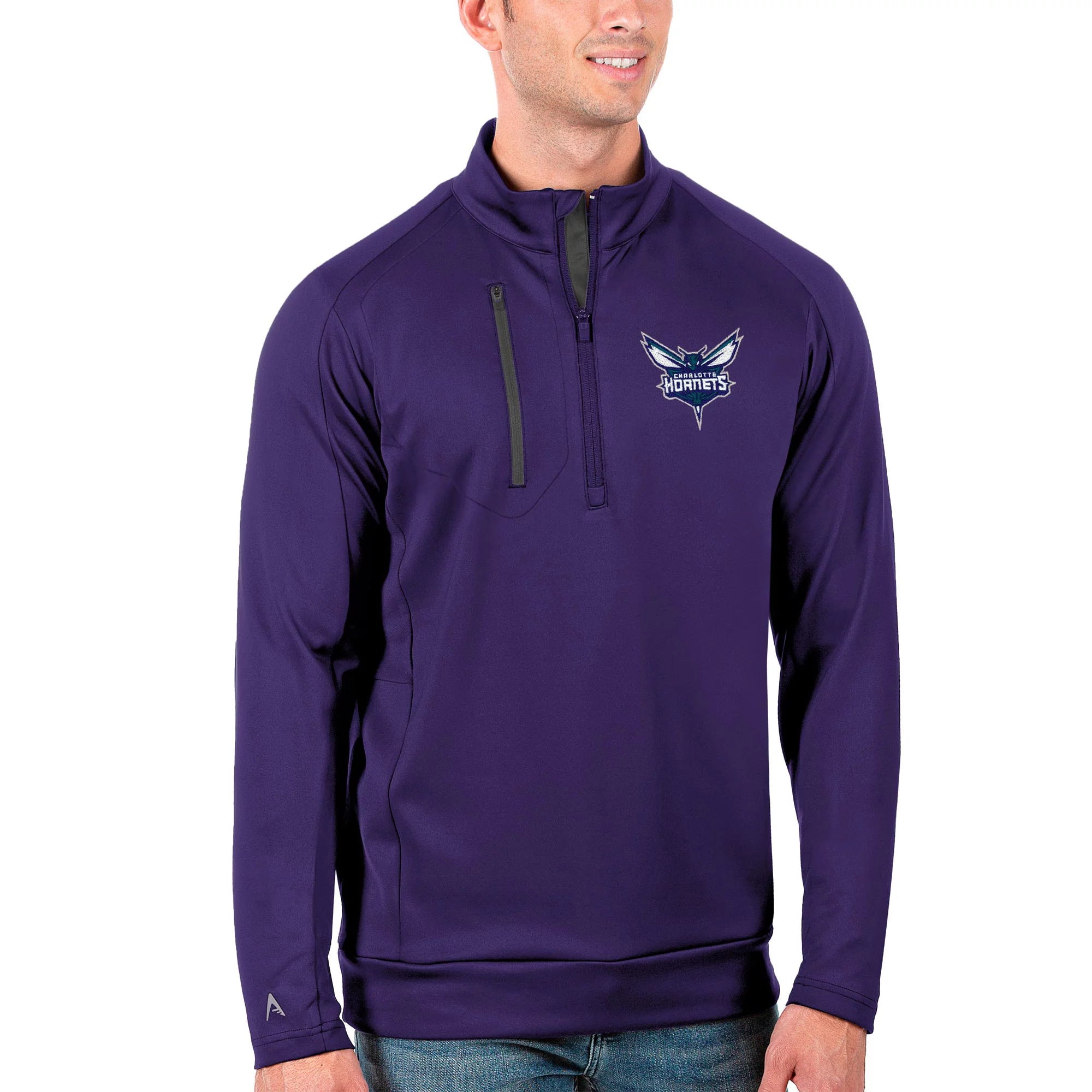 Men's Antigua Purple Charlotte Hornets Generation Quarter-Zip Pullover Jacket