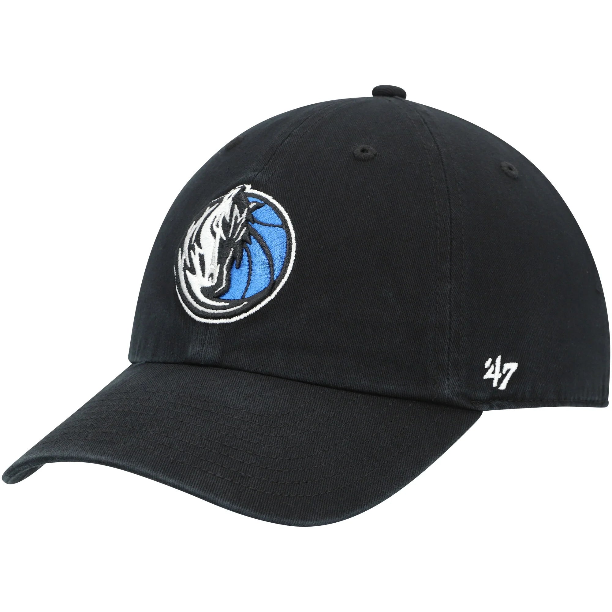 Men's '47 Black Dallas Mavericks Team Logo Clean Up Adjustable Hat - OSFA