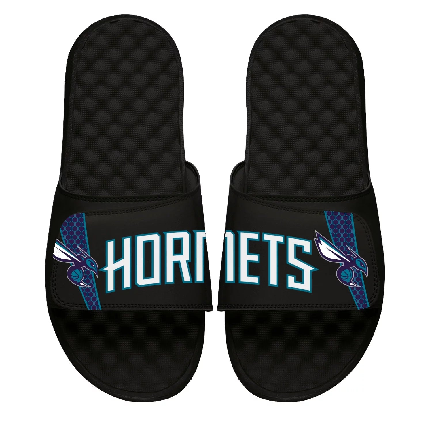 Men's ISlide Black Charlotte Hornets Statement Slide Sandals
