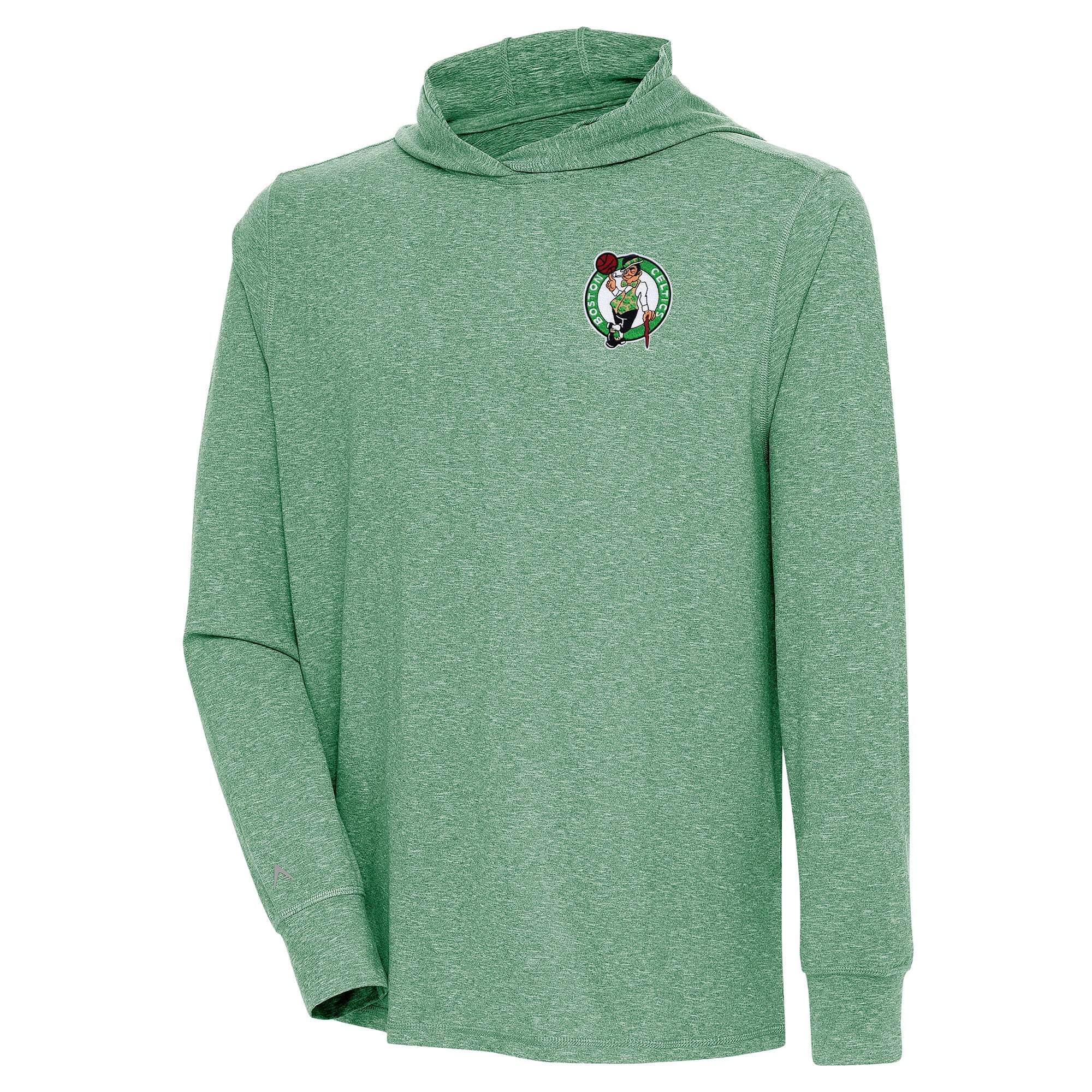 Men's Antigua  Hunter Green Boston Celtics Saga Long Sleeve Hoodie T-Shirt