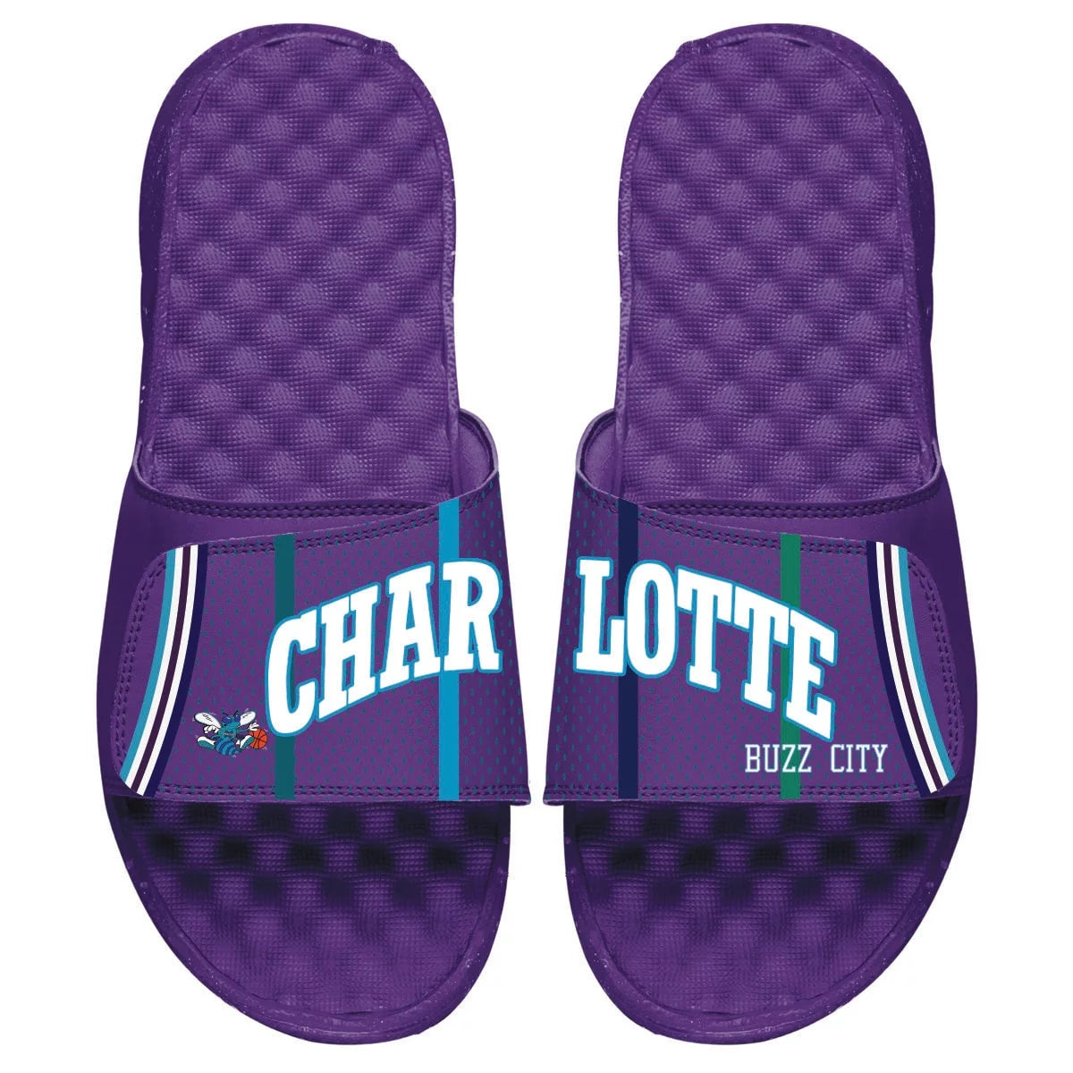 Men's ISlide Purple Charlotte Hornets Hardwood Classic Jersey Slide Sandals