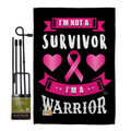 BD-ST-GS-115140-IP-BO-D-US18-BD 13 x 18.5 in. I am A Pink Warrior Inspirational Support Impressions Decorative Vertical Double Sided Garden Flag Set with Banner Pole