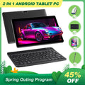 JIMTAB 2024 Android 13 Tablets Octa-Core 10 inch 2 in 1 Android Tablet, 4GB+64GB Gaming Tablet with USB Adapter, Keyboard, Stylus, Tempered Film, GPS, WiFi, Bluetooth, Google Certificated Tablet