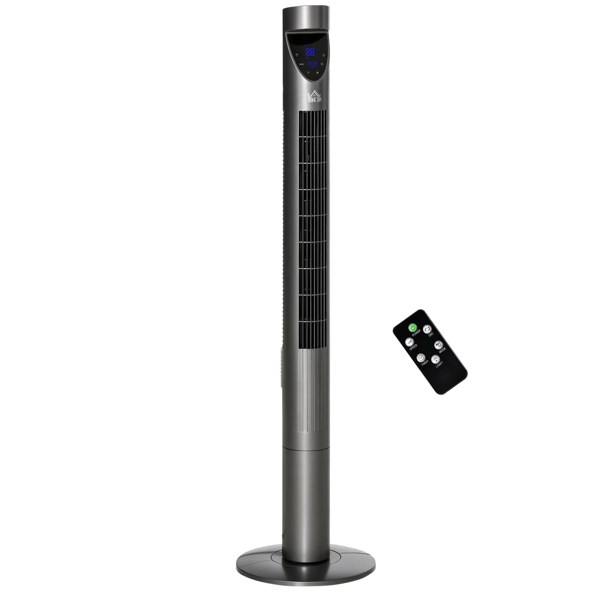 HOMCOM 46 Tower Fan for Bedroom Cooling with Air Filter, Oscillating, 3 Speeds, 12H Timer, and Remote Control, Grey