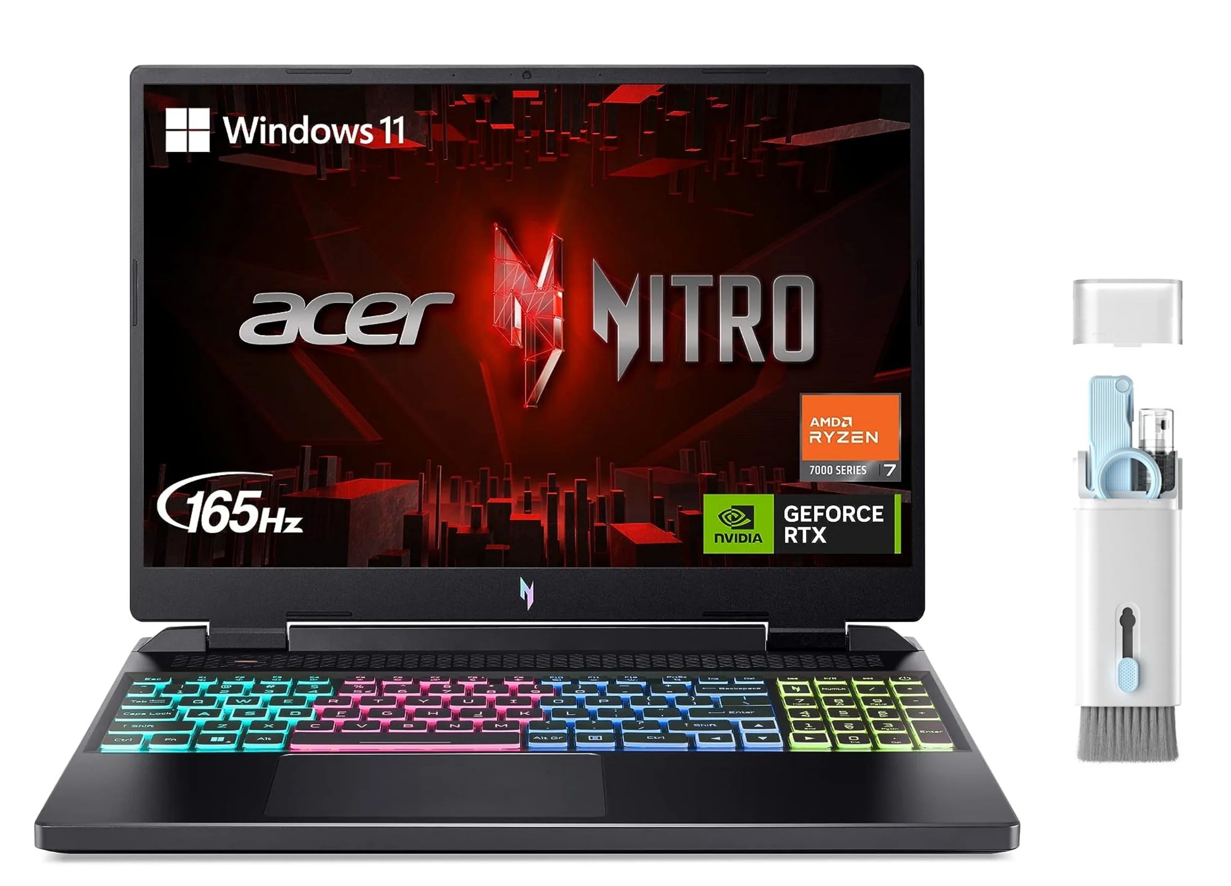 Acer Nitro 17 Gaming Laptop, 17.3 QHD Display, AMD Ryzen 7-7840HS(8 Cores), ?32GB DDR5 RAM, 2TB SSD, ?NVIDIA GeForce RTX 4060, Backlit Keyboard, Windows 11 Home, Bundle With Cefesfy Cleaning Brush