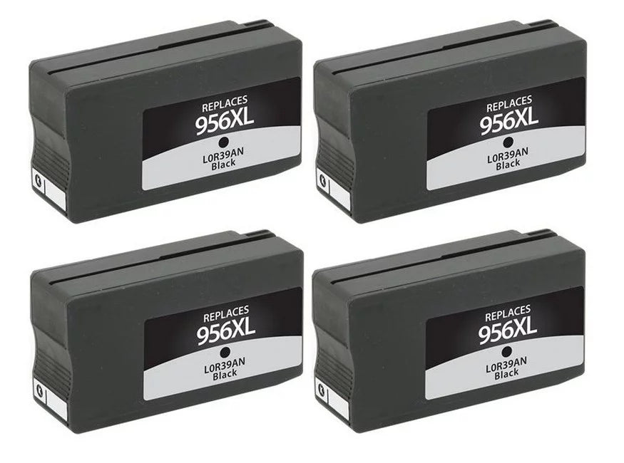 PrinterDash Replacement for OfficeJet Pro 7720/7730/8200/8210/8700/8720/8725/8730/8740 Black High Yield Inkjet (4/PK-3000 Page Yield) (NO. 956XL) (L0R39AN_4PK)