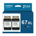 LinkDocs 67XL Replacement  HP 67XL Ink Cartridges used with HP Envy 6000 6055 6055e 6052 6058 6075 Envy Pro 6400 6455 6455e 6452 6458 DeskJet 1255 2732 2752 2755 2755e 4133e 4155e Printer(2 Black)
