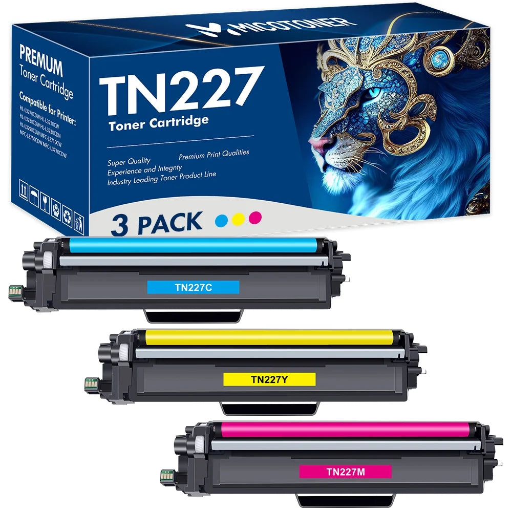 MICOTONER 3-Pack Compatible Toner Cartridge for Brother TN-227C TN-227 Work with HL-L3210CW HL-L3230CDW HL-L3270CDW MFC-L3710CW MFC-L3750CDW MFC-L3770CDW Printer (Cyan,Magenta,Yellow)