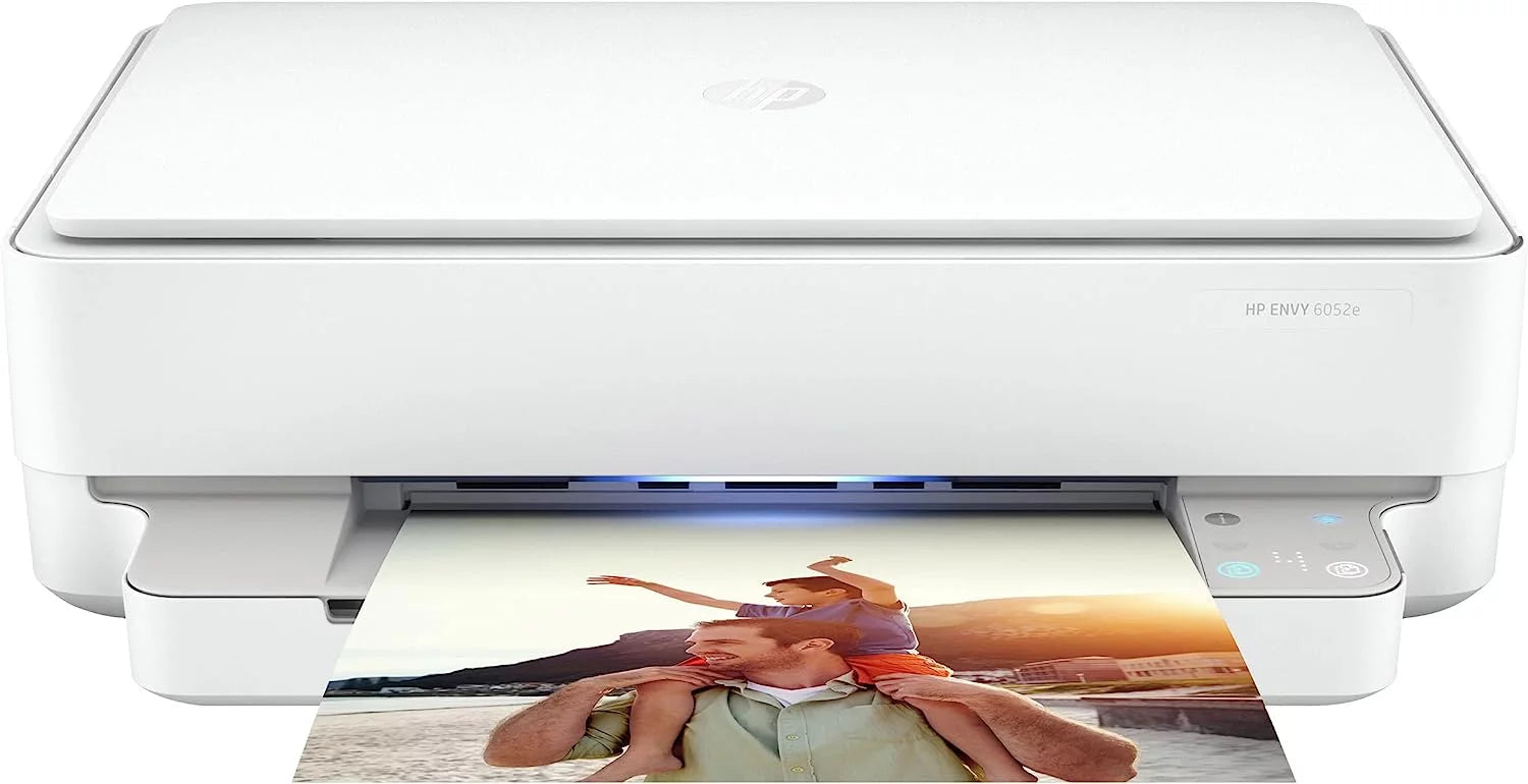 Restored HP Envy 6052e All-in-One Wireless Color Inkjet Printer, Print Copy Scan, 2-Sided Printing, WiFi USB Bluetooth Connectivity, Instant Ink Ready, Home or Office Printers, White (Refurbished)