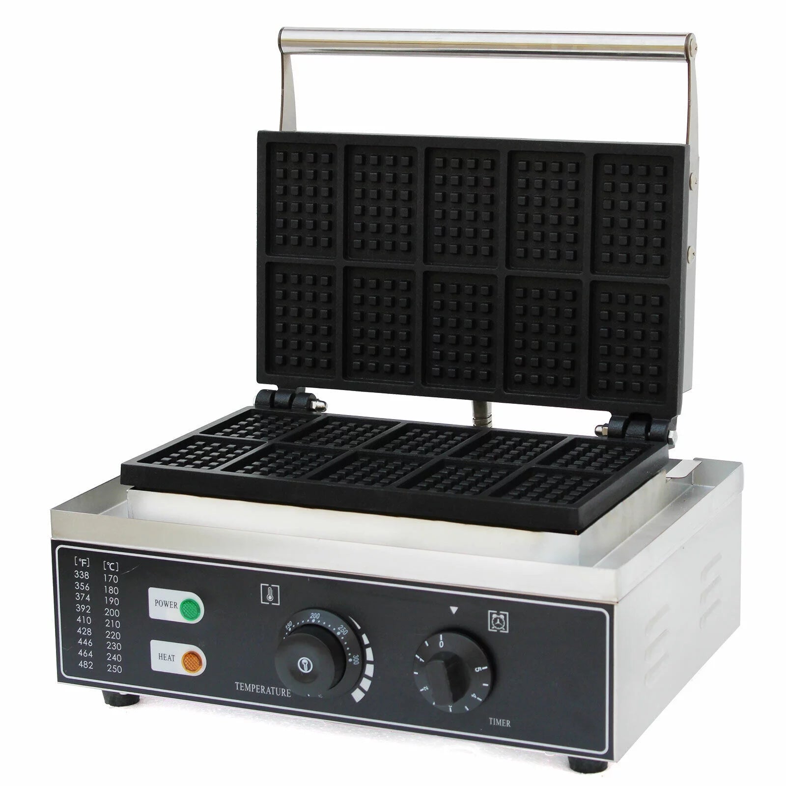 Oukaning 10-Grid Commercial Commercial Nonstick Waffle Maker Pancake Waffle Baking Machine 1500W