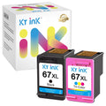 KT INK 67XL Black and Color for HP 67 XL Ink Cartridge for HP Envy 6000 6055 6055e 6400e 6455e 6458e Deskjet 2742e 2752e 2755e Envy Pro 6455 6458 Printer