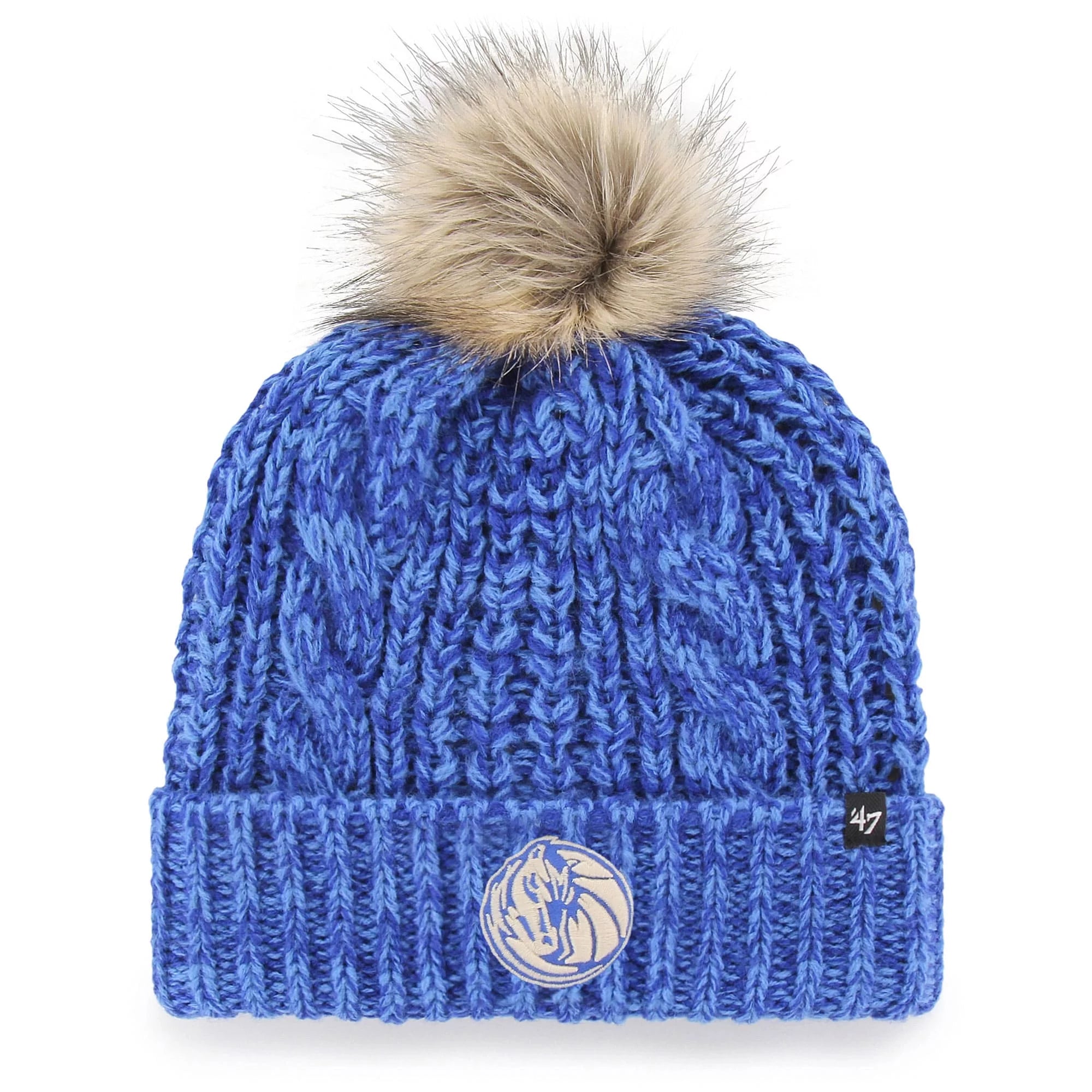Women's '47 Blue Dallas Mavericks Meeko Cuffed Knit Hat with Pom - OSFA