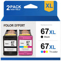 67XL Ink Cartridges for HP ink 67 HP 67XL for HP Deskjet 2700 2700e 2752 2752e 2755 2755e Envy 6000 6055 6055e Printer (Black, Tri-Color)