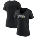 Women's Fanatics Branded Black Charlotte Hornets City Pride Team Logo V-Neck T-Shirt