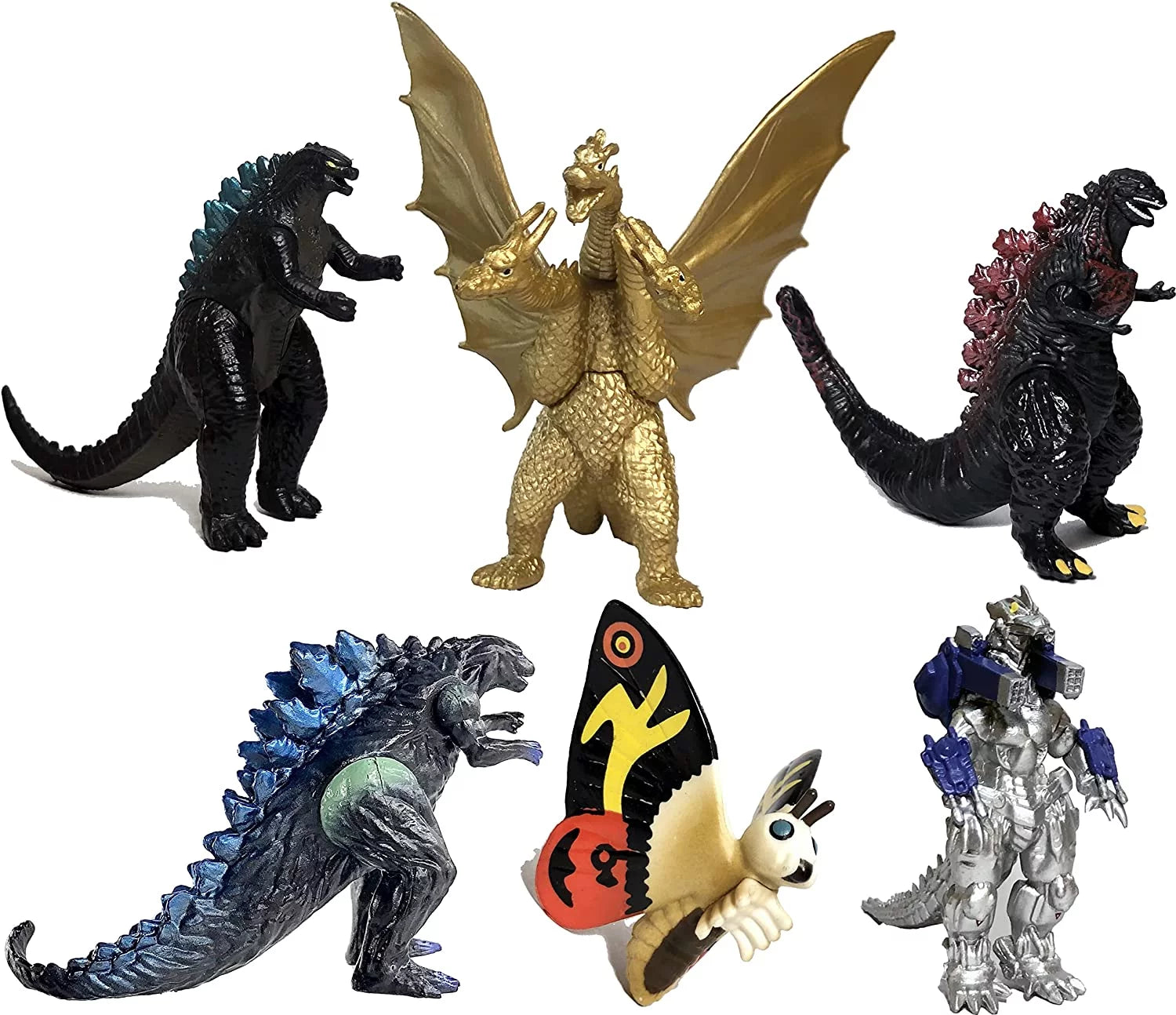 Godzilla Dinosaur Toys King of The Monsters Movable Joint Action Figures Mini Mothra Imago Shin Burning Heisei Mecha Ghidorah Kids Birthday Cake Toppers Pack, Travel Bag