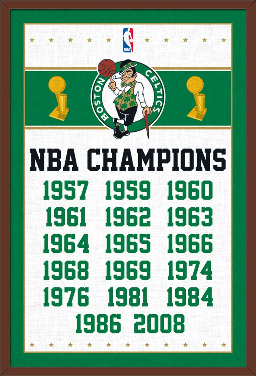 NBA Boston Celtics - Champions 13 Wall Poster, 22.375 x 34, Framed