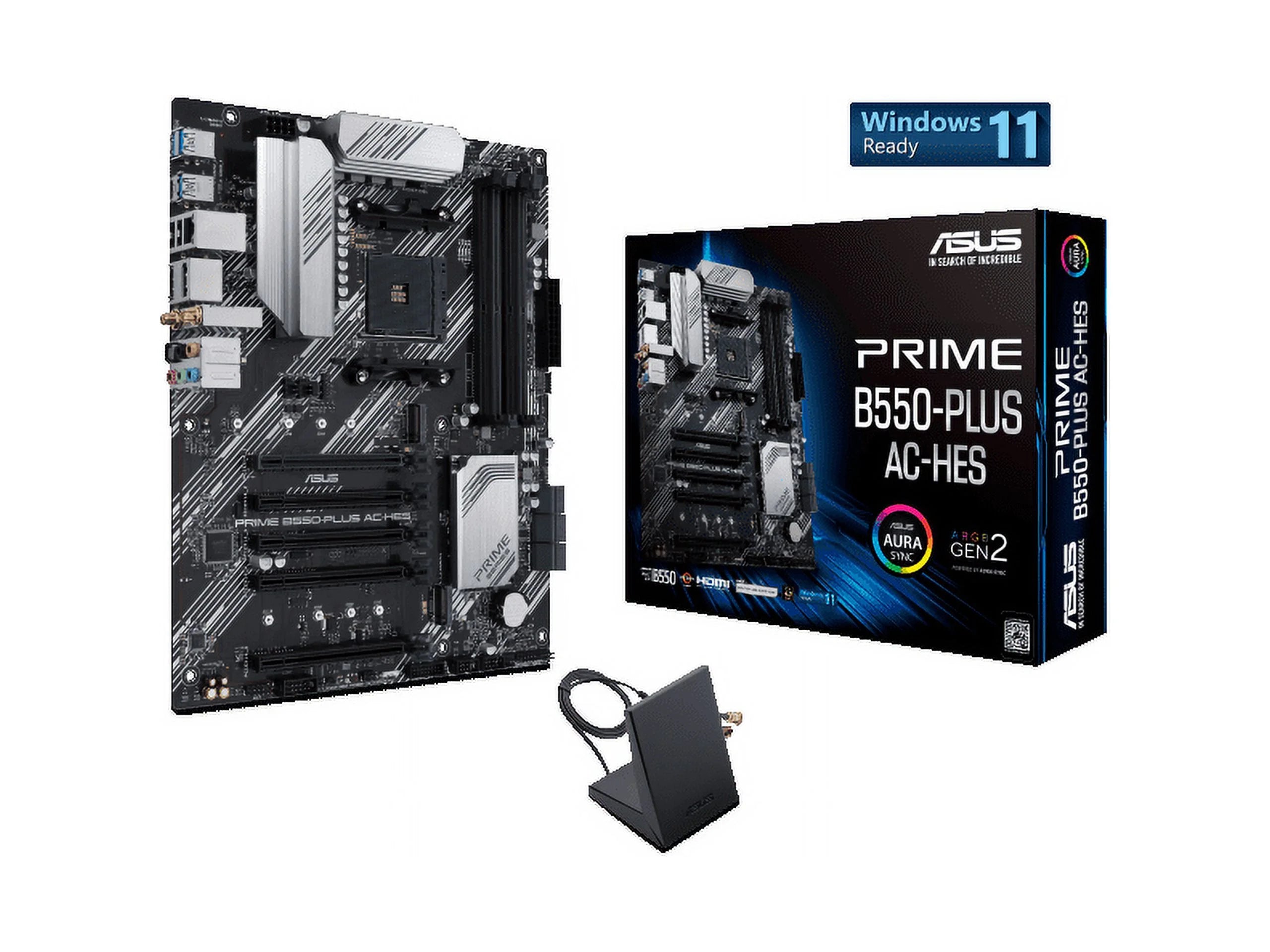 ASUS Prime B550-PLUS AC-HES AMD AM4 (3rd Gen Ryzen) ATX motherboard (dual M.2, PCIe 4.0, WIFI 5, 1 Gb Ethernet, DisplayPort/HDMI, SATA 6 Gbps, USB 3.2 Gen 2 Type-C, front USB 3.2 Gen 1 Type-C