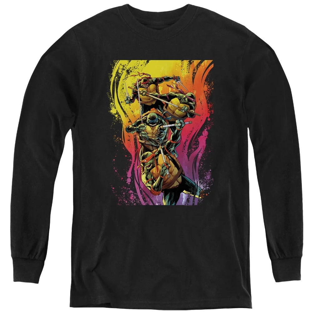 TMNT Teenage Mutant Ninja Turtles Hot Rainbow Warriors Youth Long Sleeve T shirt