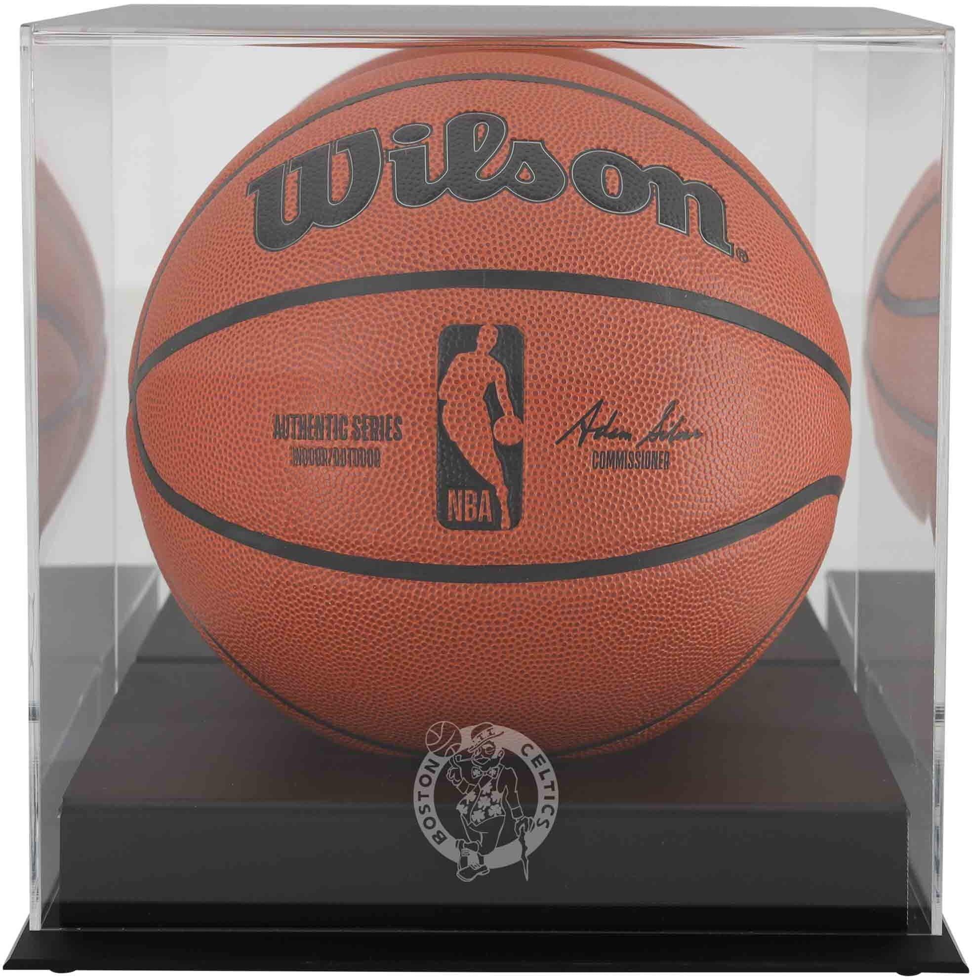Boston Celtics Blackbase Team Logo Basketball Display Case with Mirrored Back