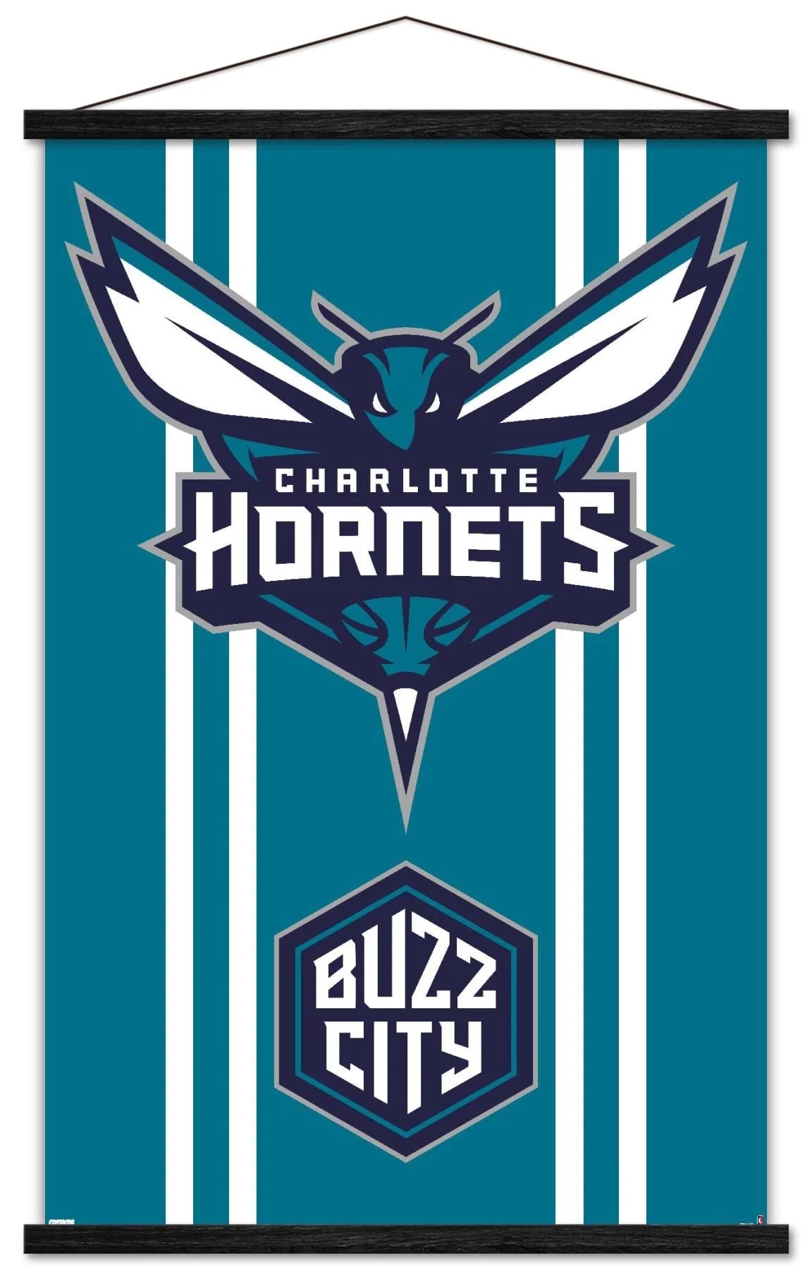 NBA Charlotte Hornets - Logo 20 Wall Poster with Wooden Magnetic Frame, 22.375 x 34