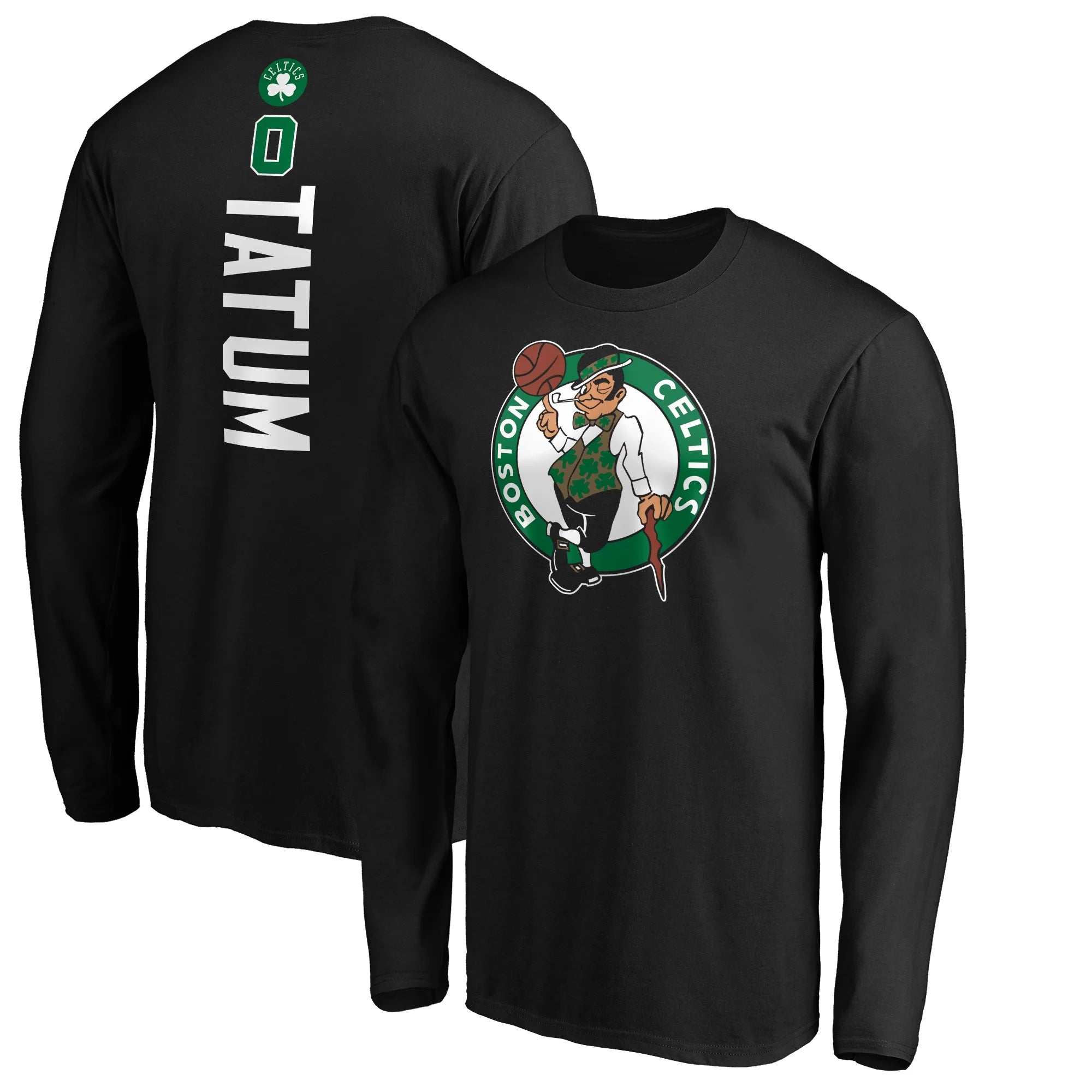 Men's Fanatics Branded Jayson Tatum Black Boston Celtics Playmaker Name & Number Long Sleeve T-Shirt