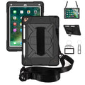iPad Air 2 Shockproof Case, iPad Pro 9.7 Case, Dteck Heavy Duty Rugged 3 Layer Full Body Protection Case Kickstand with Shoulder Strap, Hand Strap, Black