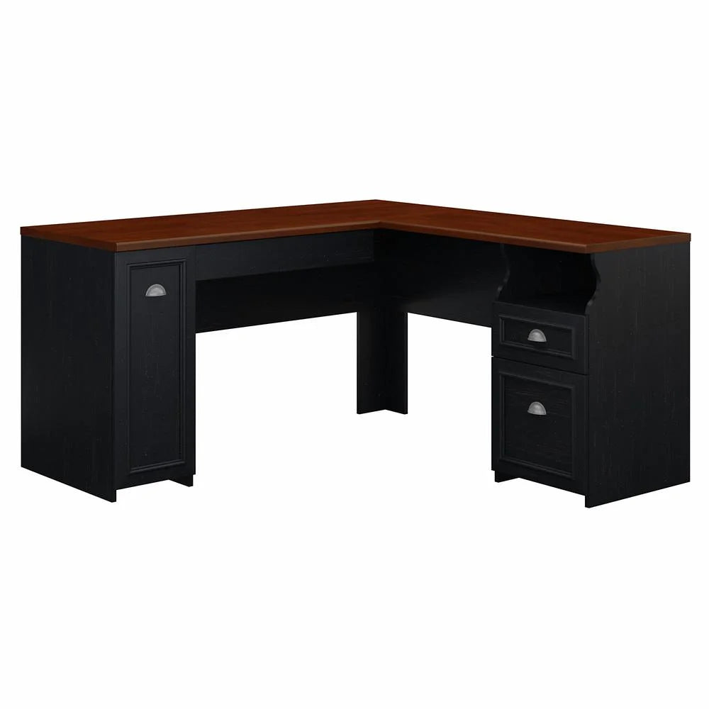 Bush Furniture 60W L Shaped Desk with Drawers and Storage Cabinet