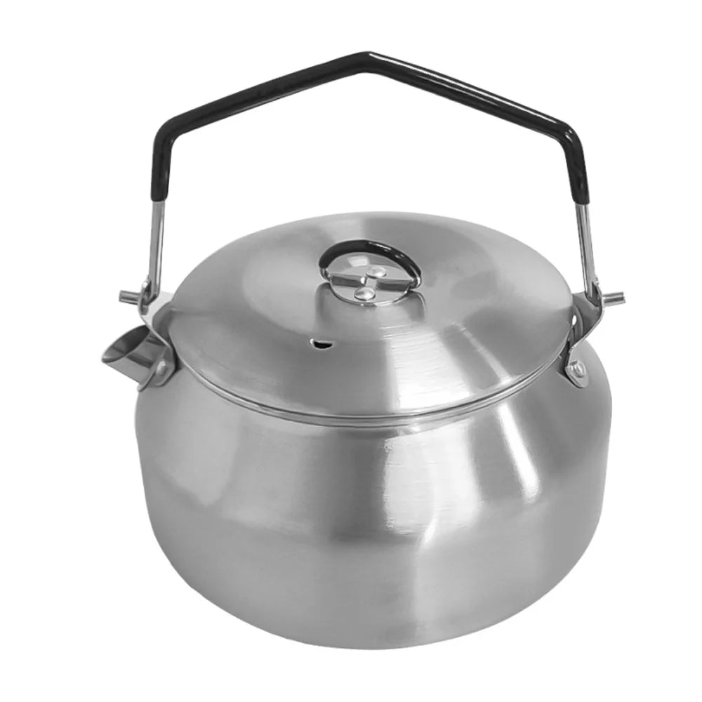 Suzicca Outdoor Stainless Steel Kettle Locking Handle Camping Hung Pot Portable Coffee Pot Tea Pot Picnic Cooker 1.1L Teapot Boiling Accessory