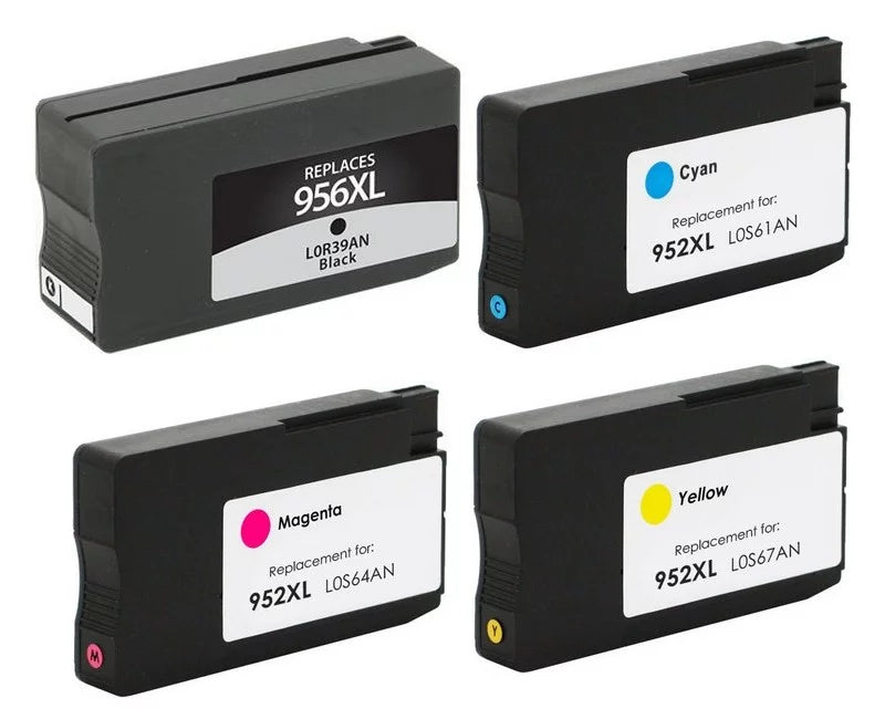 PrinterDash Replacement for OfficeJet Pro 7720/7730/8200/8210/8700/8720/8725/8730/8740 High Yield Inkjet Combo Pack (BK/C/M/Y) (NO. 956XL/NO. 952XL) (L0R39AN_1PK/N9K30BN_1PKMP)