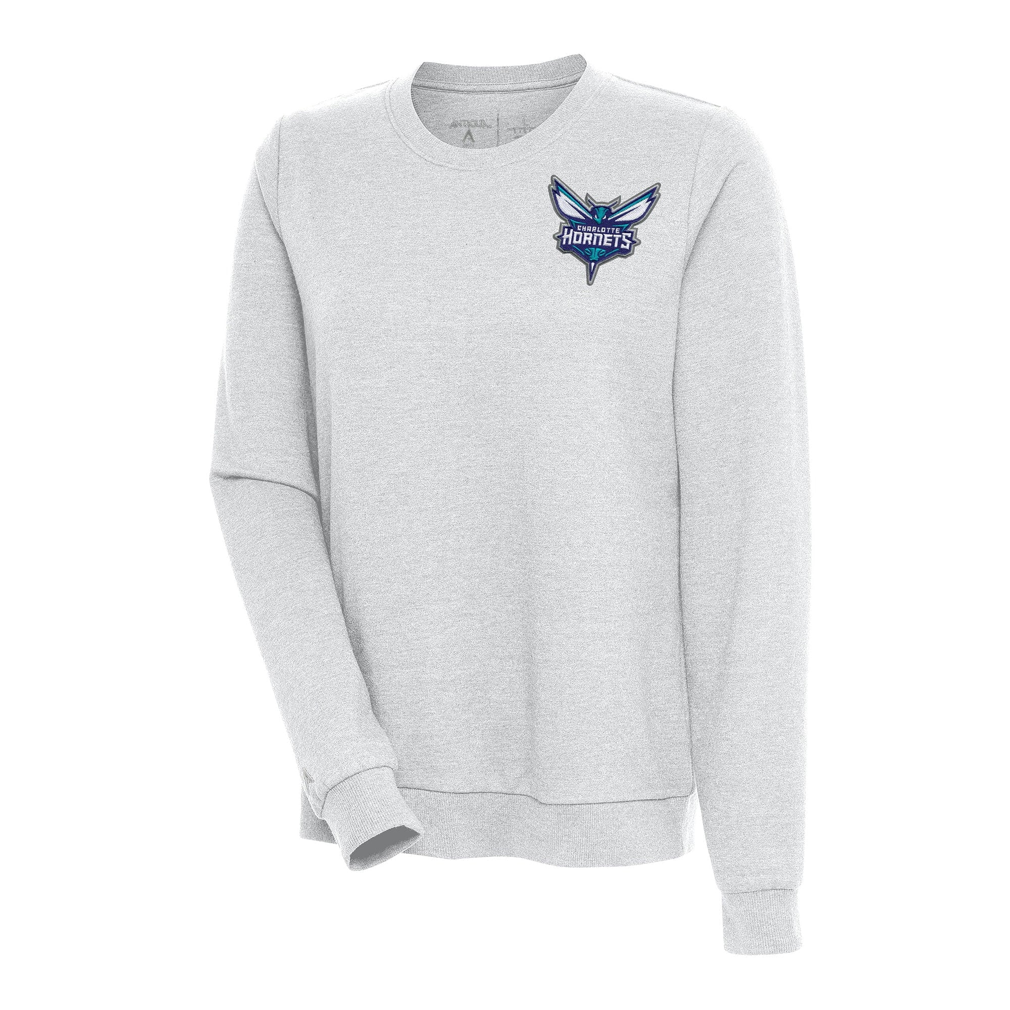 Women's Antigua Heather Gray Charlotte Hornets Action Pullover Sweatshirt