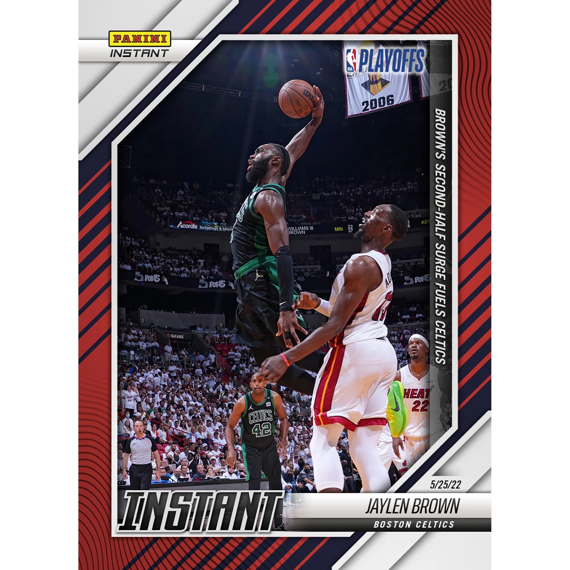 Jaylen Brown Boston Celtics Fanatics Exclusive Parallel Panini Instant Brown's Second-Half Performance Surge Fuels Celtics Single Trading Card - Limited of 99