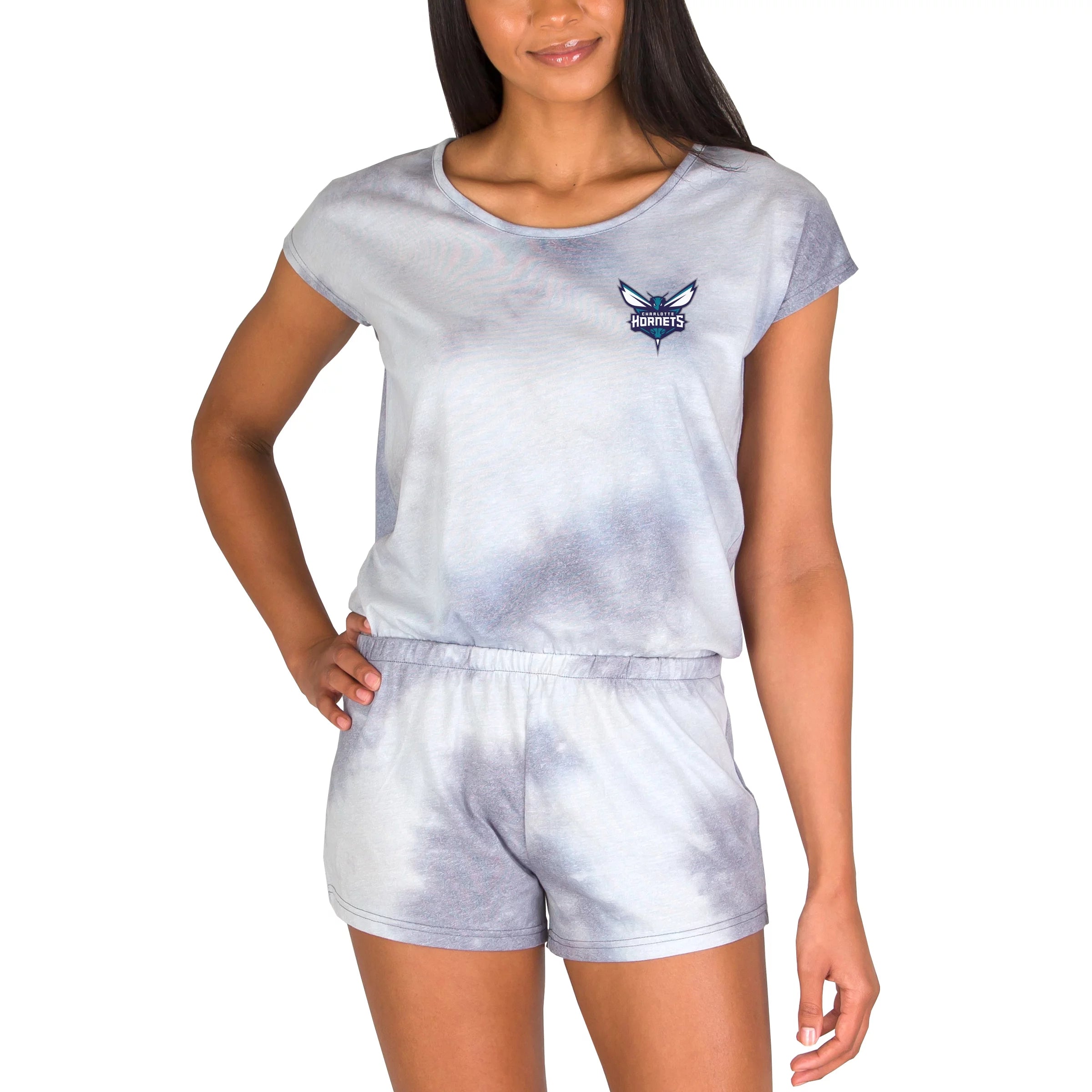 Women's Concepts Sport Gray Charlotte Hornets Marina Sleep Romper